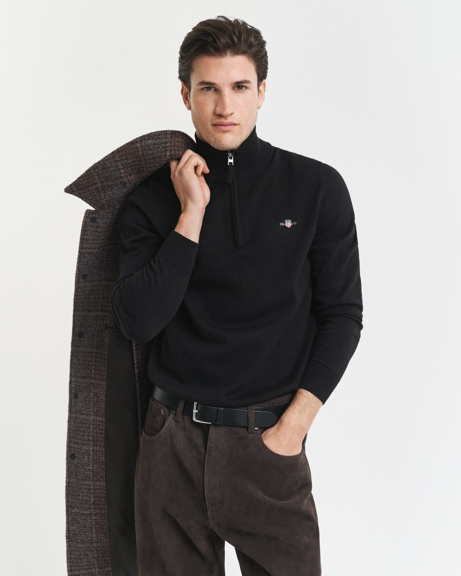 Gant Troyer »CLASSIC COTTON HALF ZIP«, mit gerippten Details