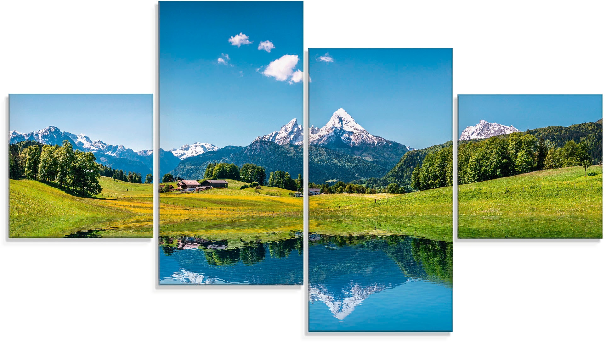 Artland Glasbild "Landschaft in den Alpen", Berge, (4 St.), in verschiedenen Größen