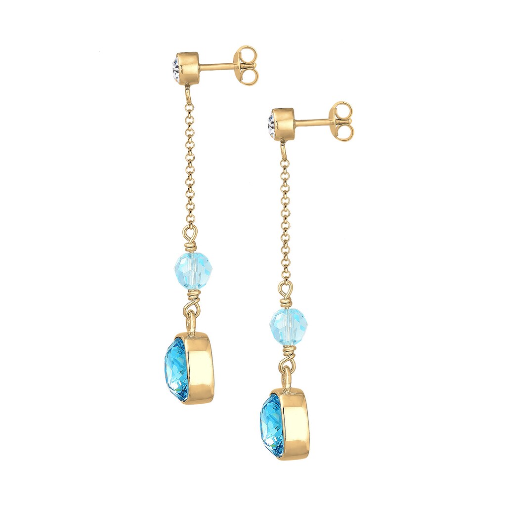 Elli Premium Paar Ohrhänger »Kristalle Blau 925 Silber vergoldet«