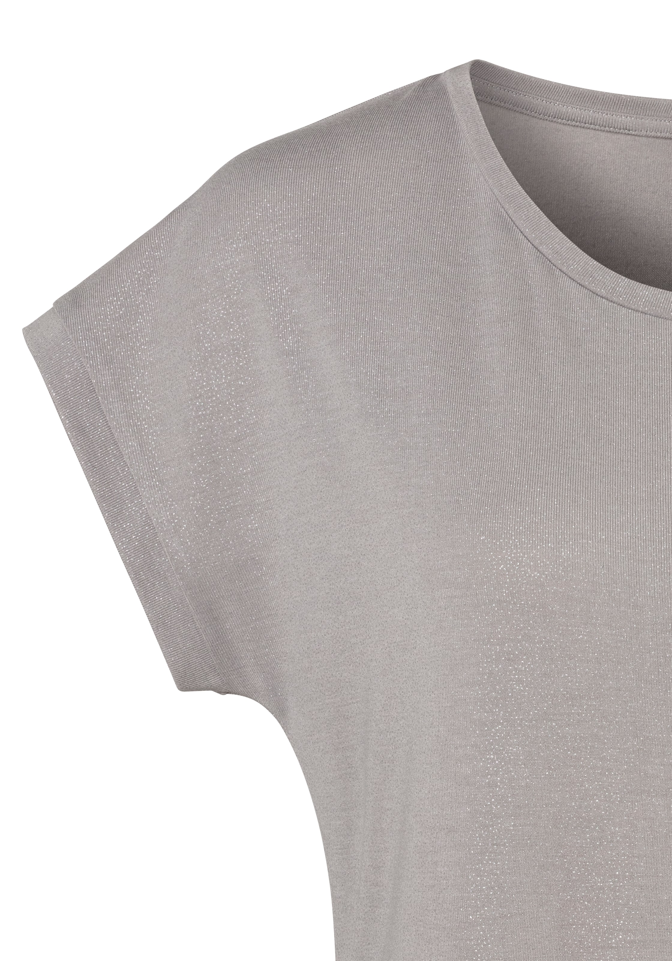 Vivance T-Shirt, mit silbrigem Glitzerdruck, edler BAUR | Kurzarmshirt, bestellen Look