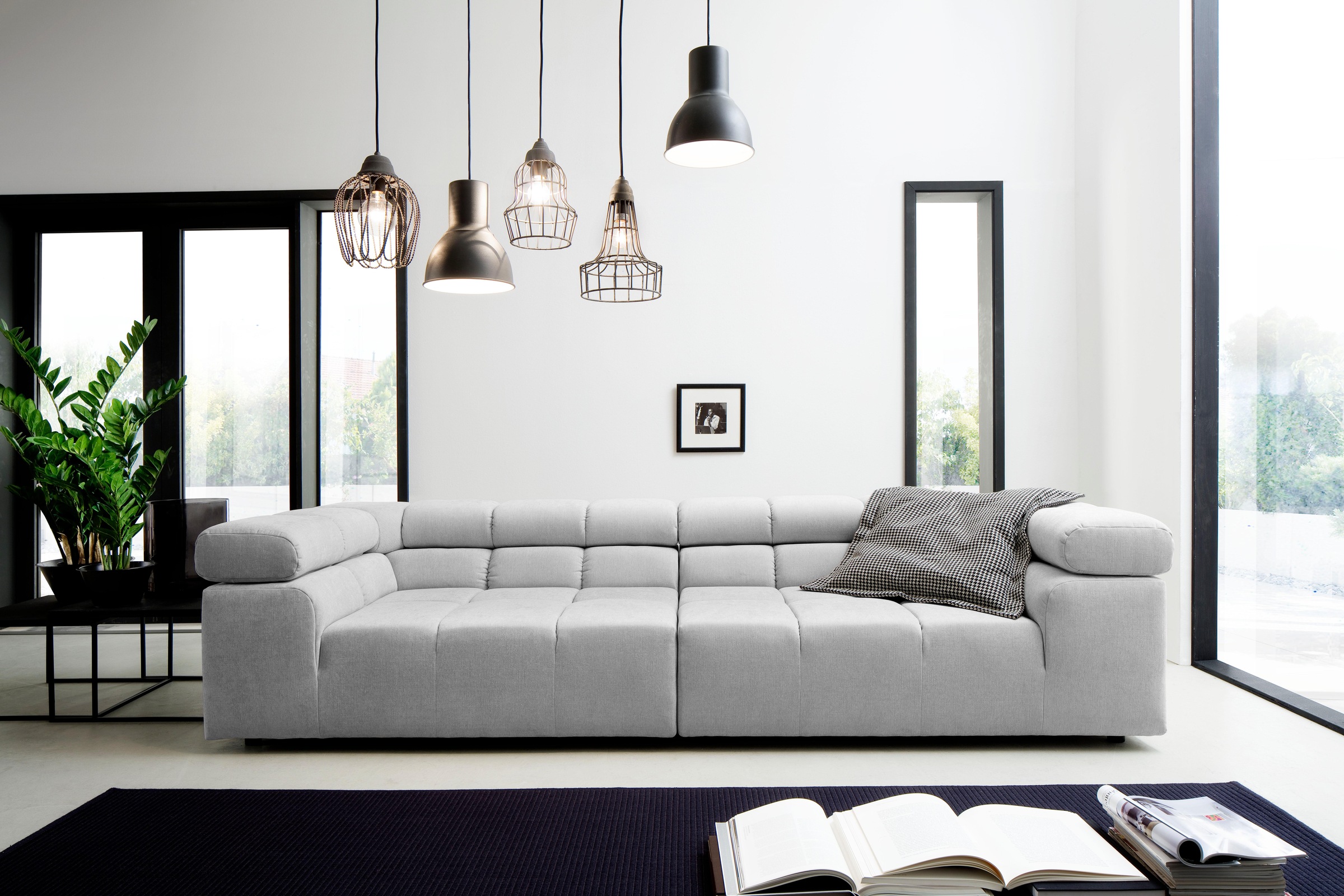 Home affaire Big-Sofa "Ancona B/T/H: 290/110/70 cm" auffällige Steppung, in günstig online kaufen