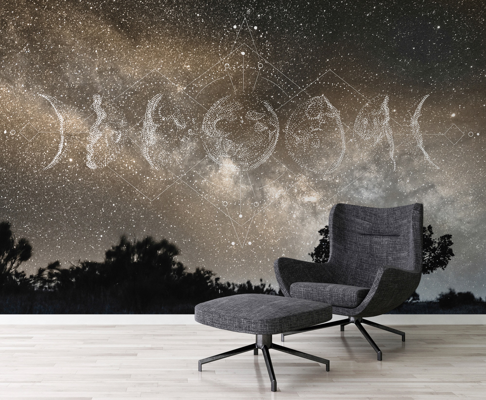 Architects Paper Fototapete »Atelier 47 Moon Phases 1« kontrastfarbene Details glatt Vlies, Wand, Schräge, Decke