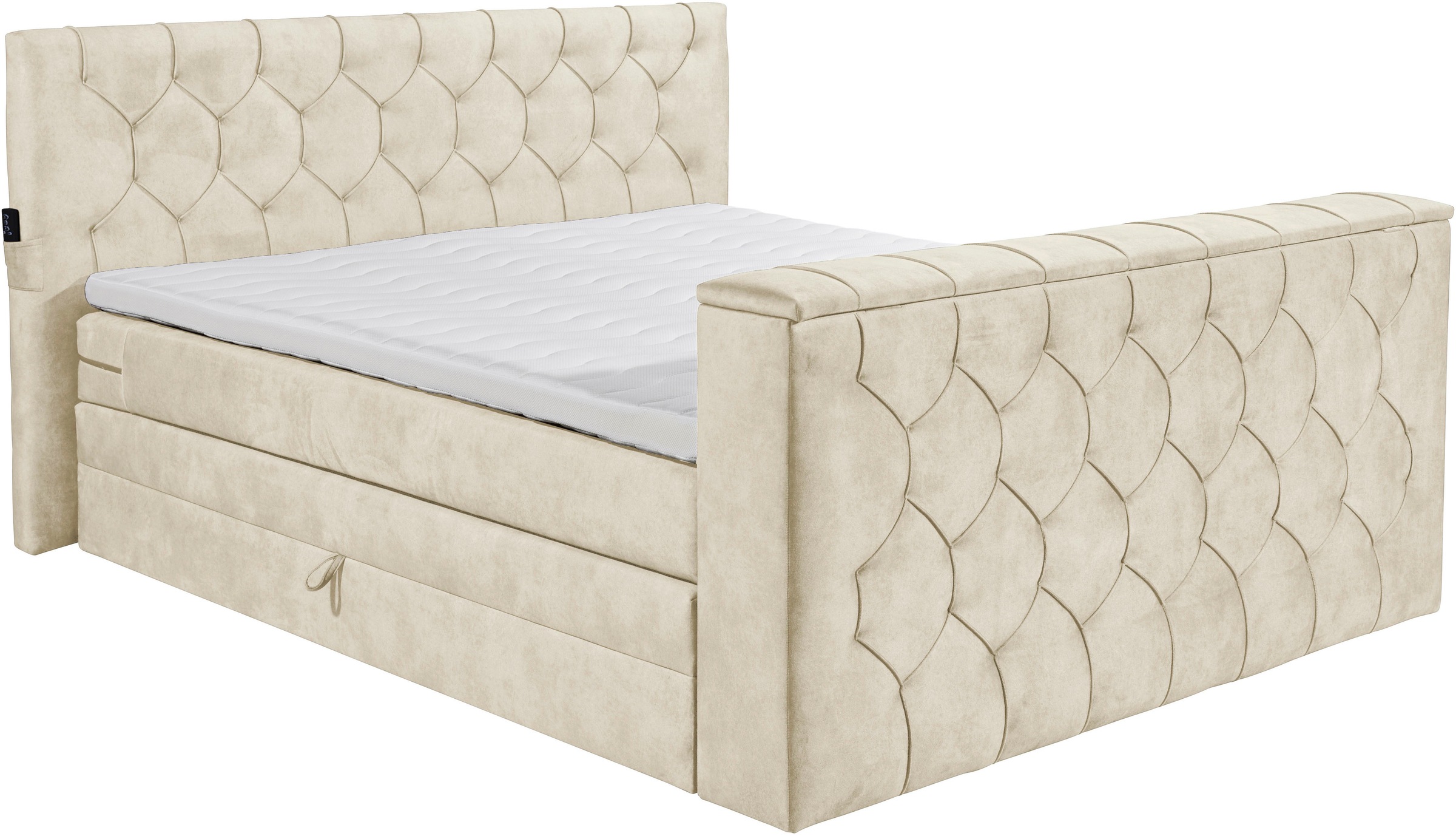 ED EXCITING DESIGN Boxspringbett »Springdale«, mit Bettkasten, motorisierter TV-Halterung, Duo-Matratze (H3/H4)