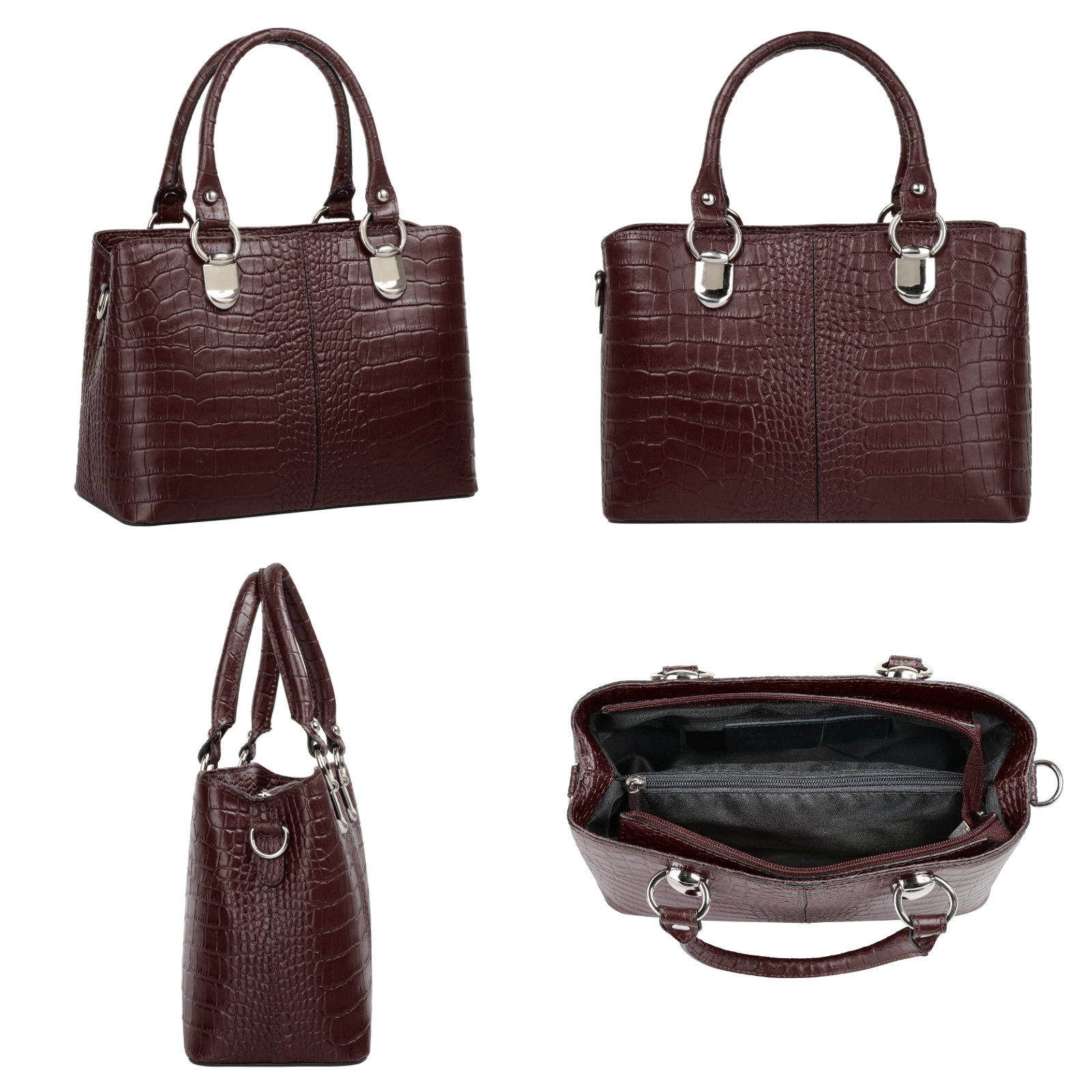Cluty Umhängetasche, echt Leder, Made in Italy