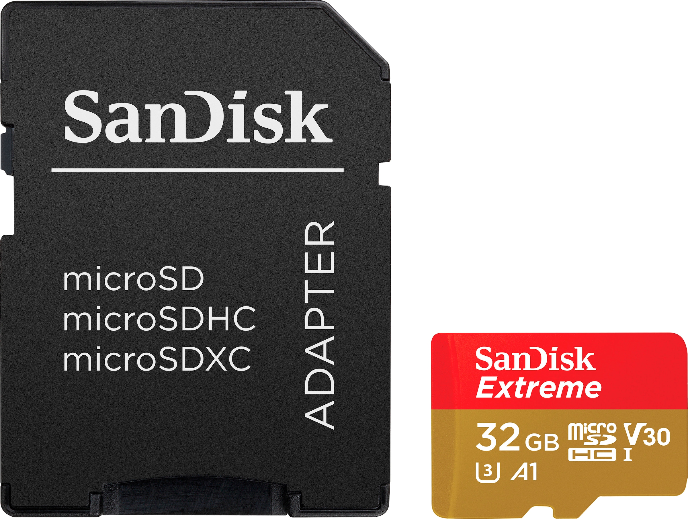 Sandisk Speicherkarte »Extreme microSDHC«, (UHS Class 3 100 MB/s Lesegeschwindigkeit), SD-Adapter, Rescue Pro Deluxe