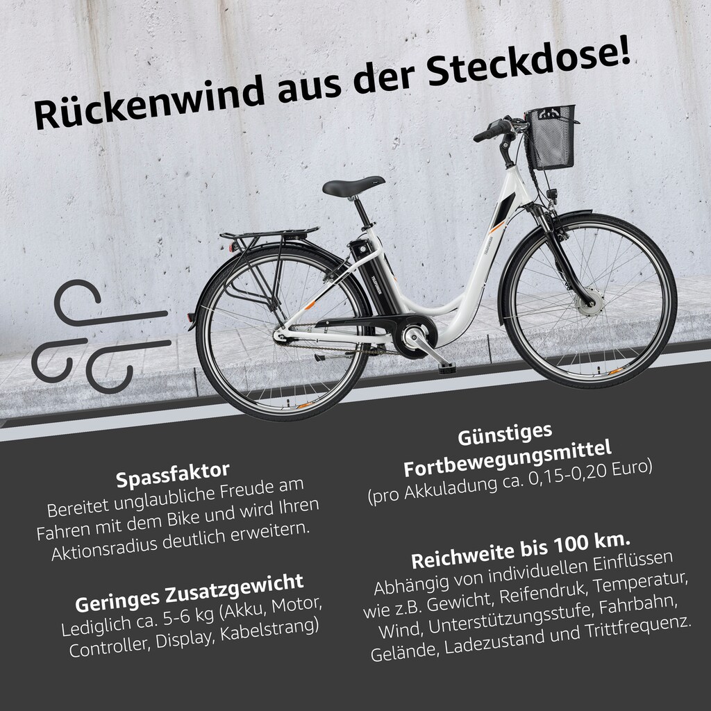 Telefunken E-Bike »Multitalent RC840«, 7 Gang, Shimano, Nexus, Frontmotor 250 W, mit Fahrradkorb