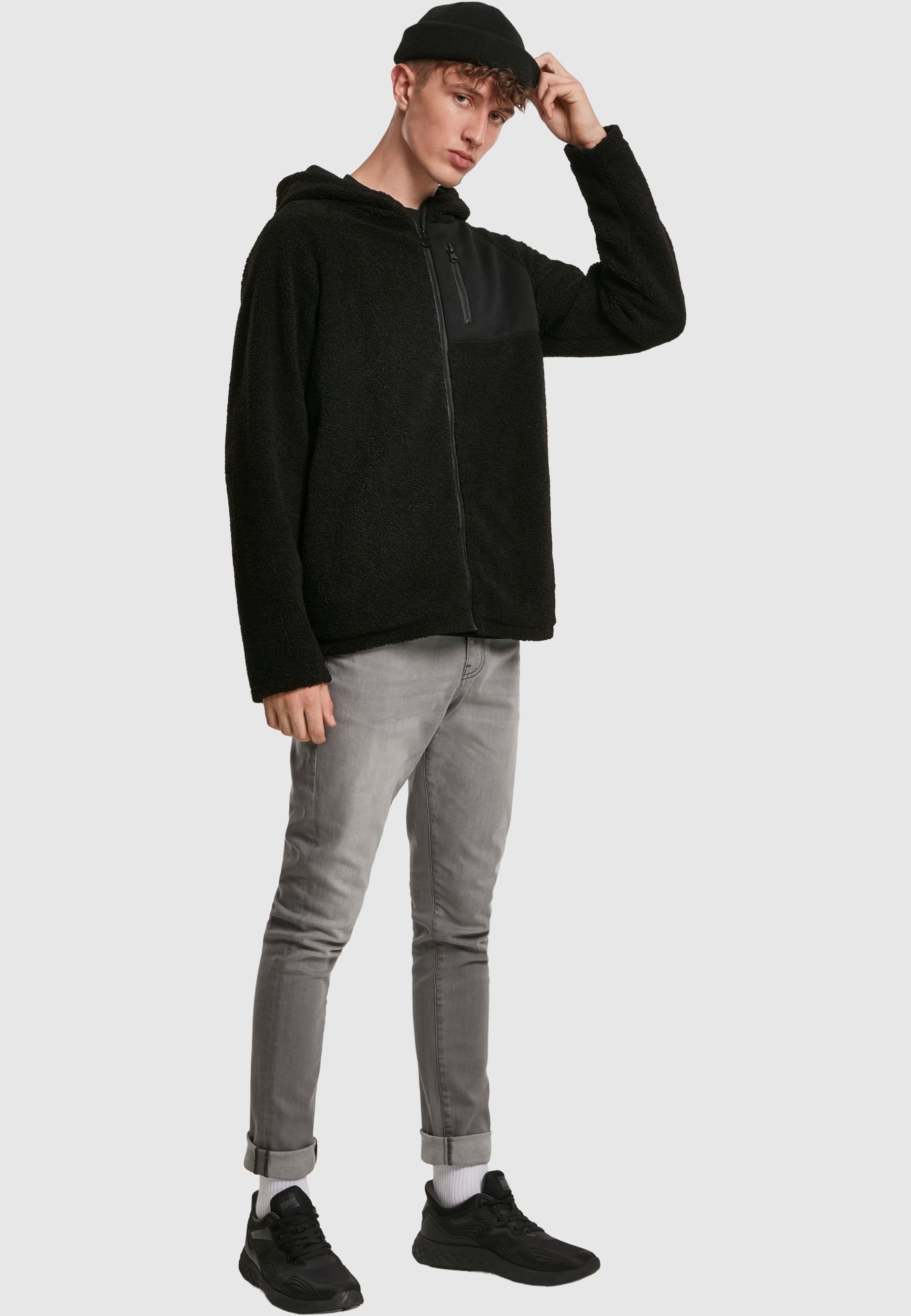 URBAN CLASSICS Allwetterjacke »Urban Classics Herren Hooded Sherpa Zip Jacket«, (1 St.), mit Kapuze