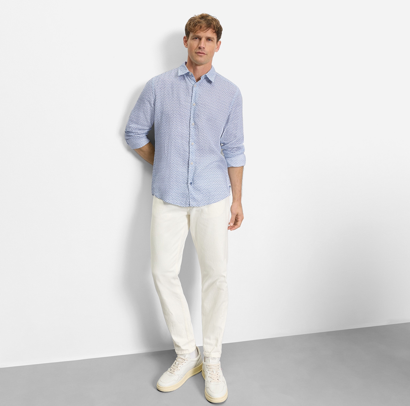 OLYMP Leinenhemd mit Minimal-Muster, aus Leinen, regular fit