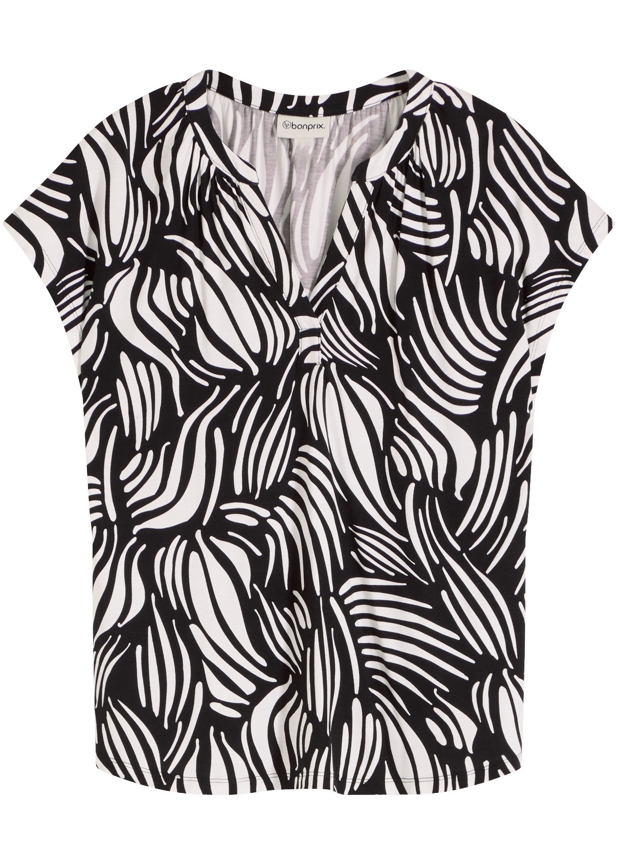 bonprix Henleyshirt aus Viskose und Elasthan, mit V-Ausschnitt, Kurzarm-Design