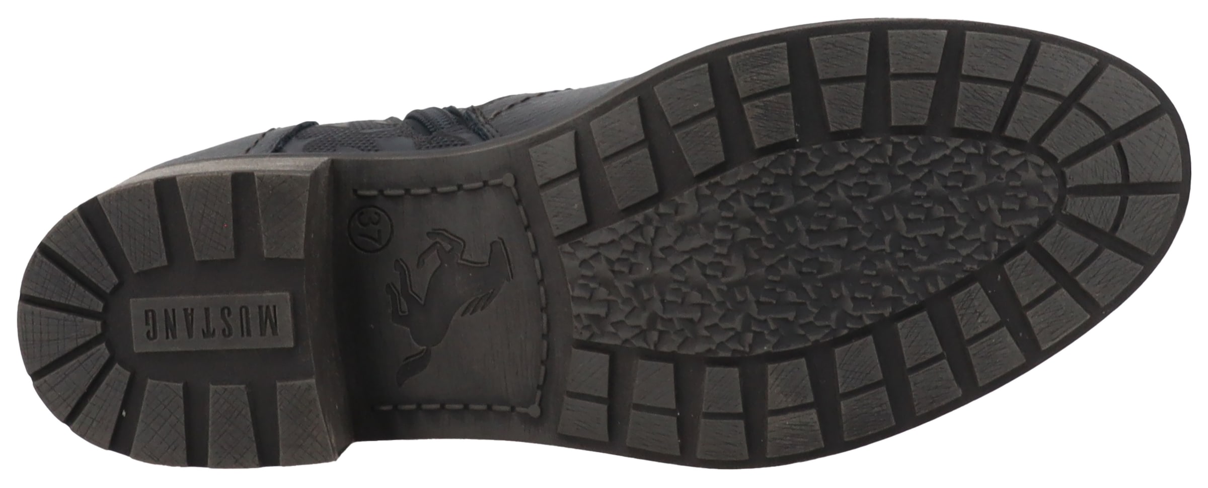 Mustang Shoes Winterstiefelette »Fabienne«, Biker Boots mit Blockabsatz und Zierriemchen