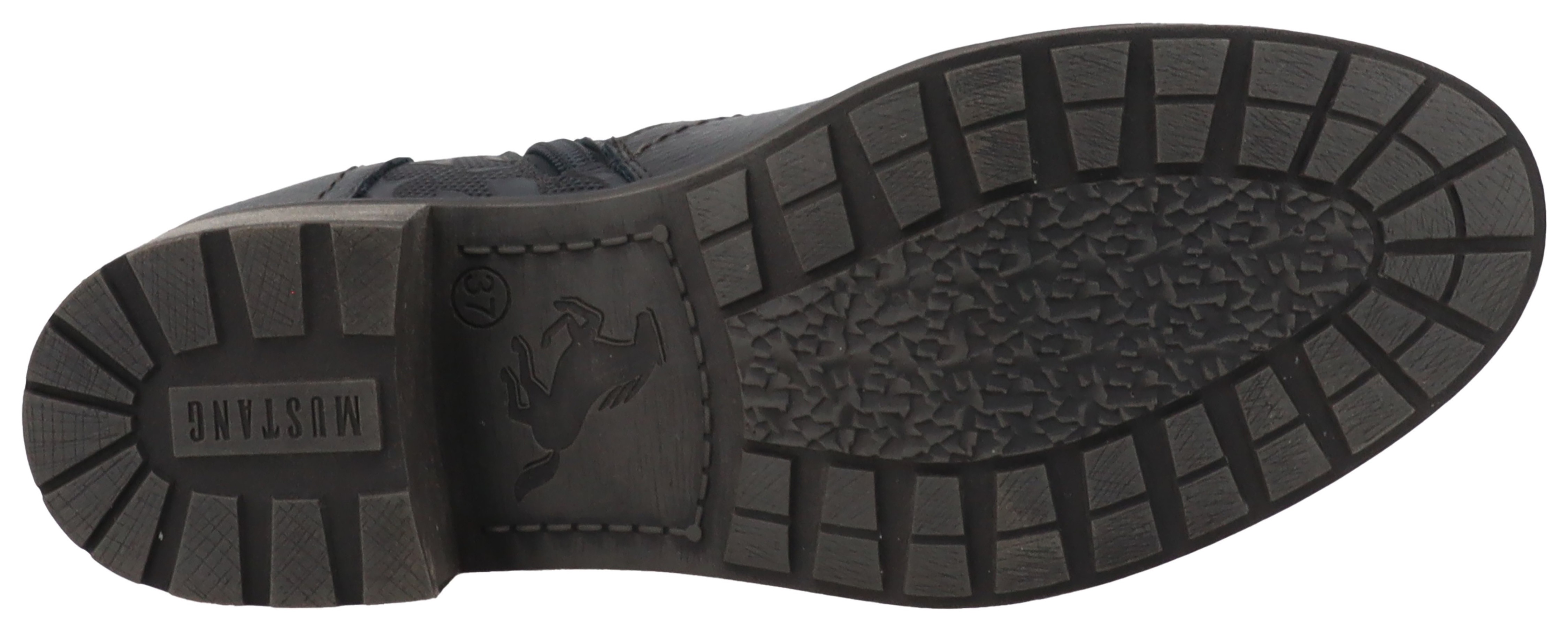 Thumbnail - Mustang Shoes Winterstiefelette "Fabienne" Biker Boots mit Blockabsatz und Zierriemchen