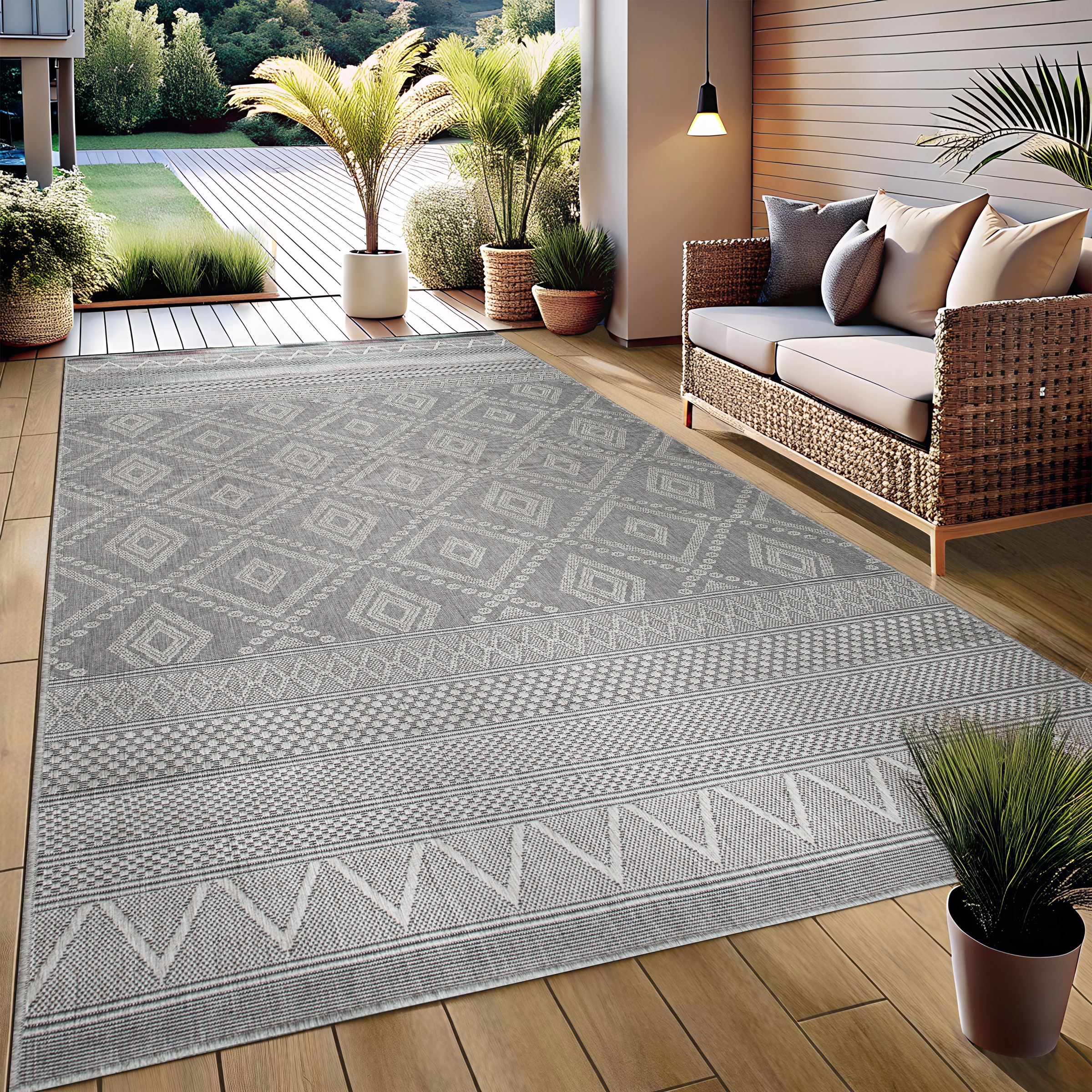 my home Teppich »Toronto auch als Läufer erhältlich«, rechteckig, 3 mm Höhe, In- und Outdoor geeignet, Sisal-Optik, Wetterfest & UV-beständig, Boho