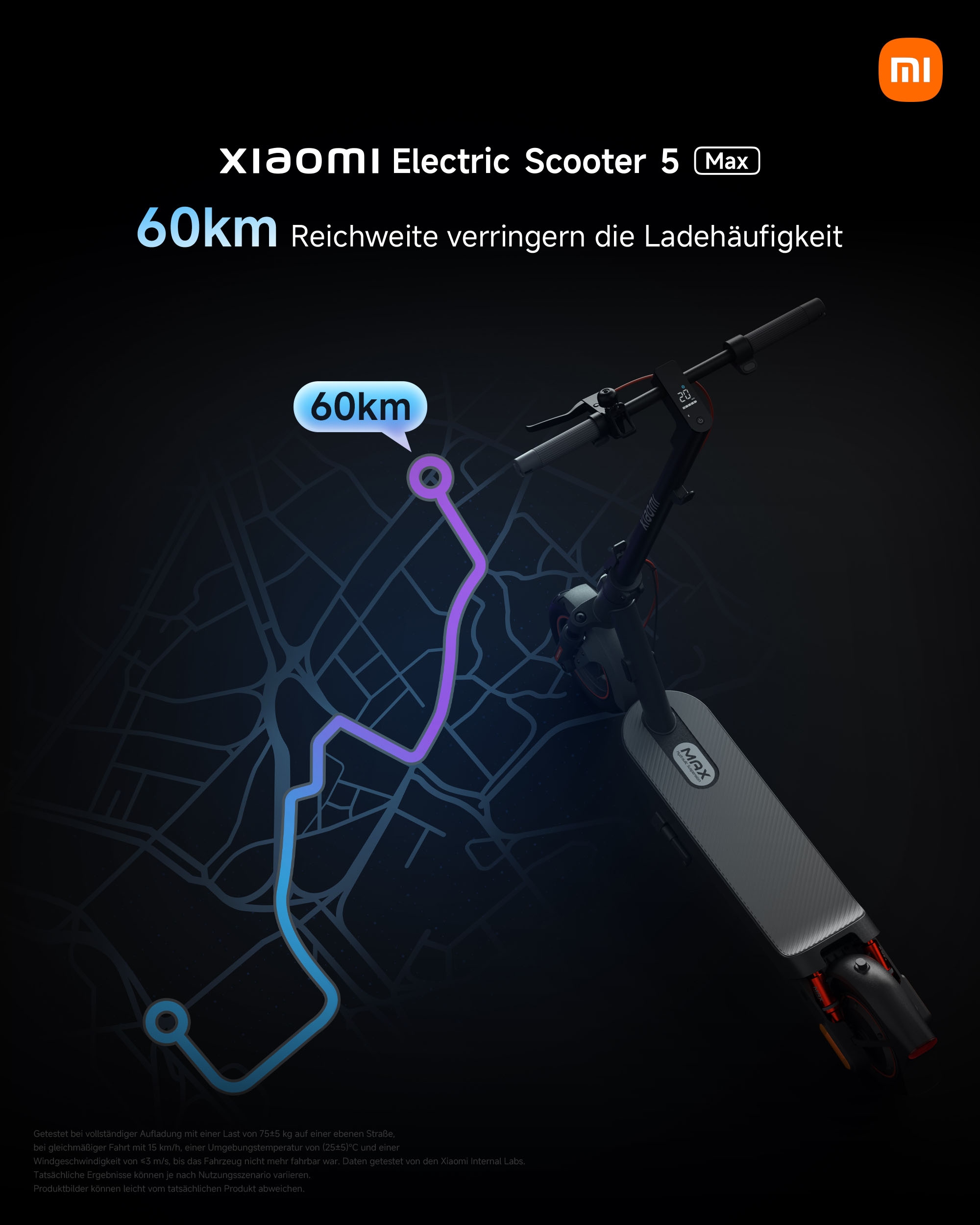 Xiaomi E-Scooter »Electric Scooter 5 Max«, Electric Scooter, mit Straßenzulassung, bis zu 60 km Reichweite