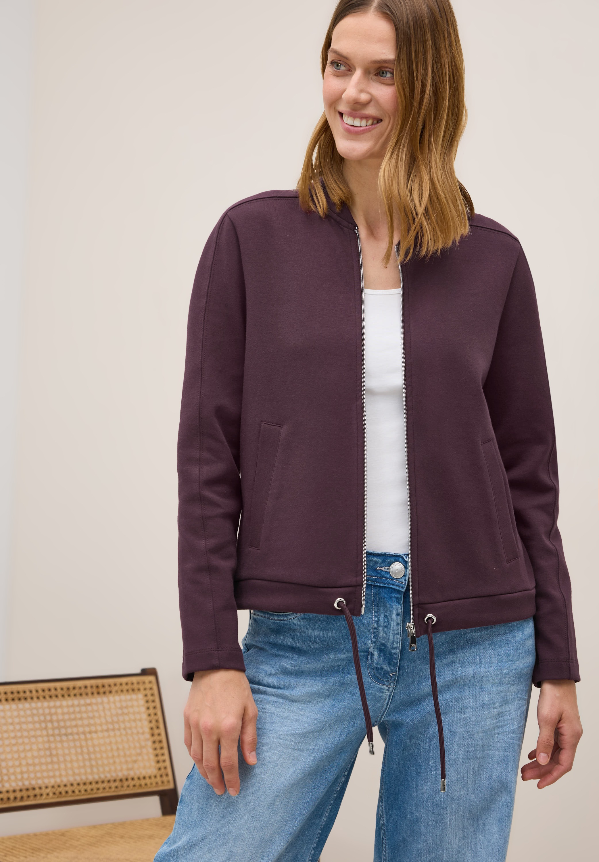 Cecil Sweatjacke, Sweat Blouson mit Tunnelzug und Stehkragen günstig online kaufen