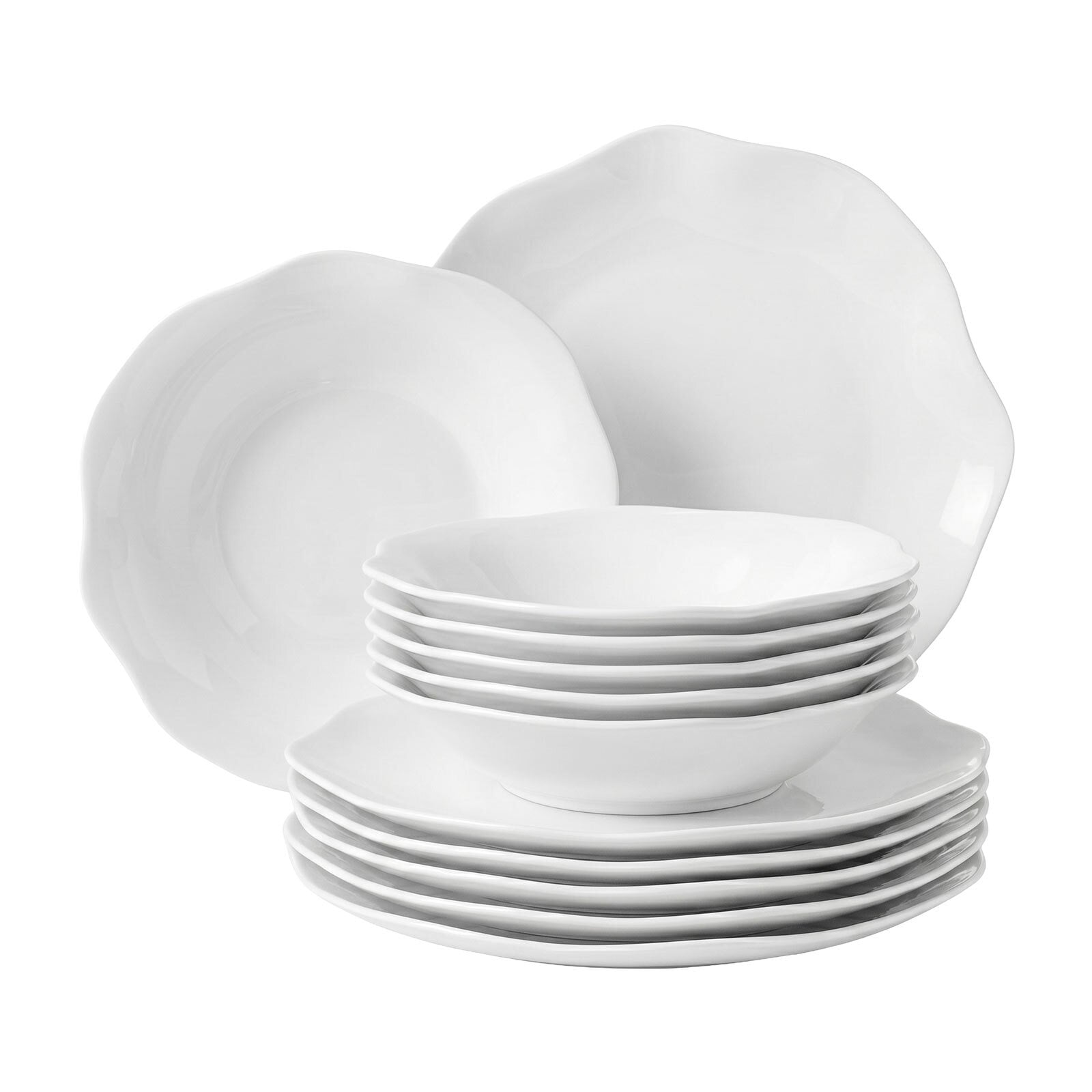Villeroy & Boch Geschirr-Set "Tafelservice Pura 12er Set weiß" Spülmaschinenfest, Mikrowellensicher