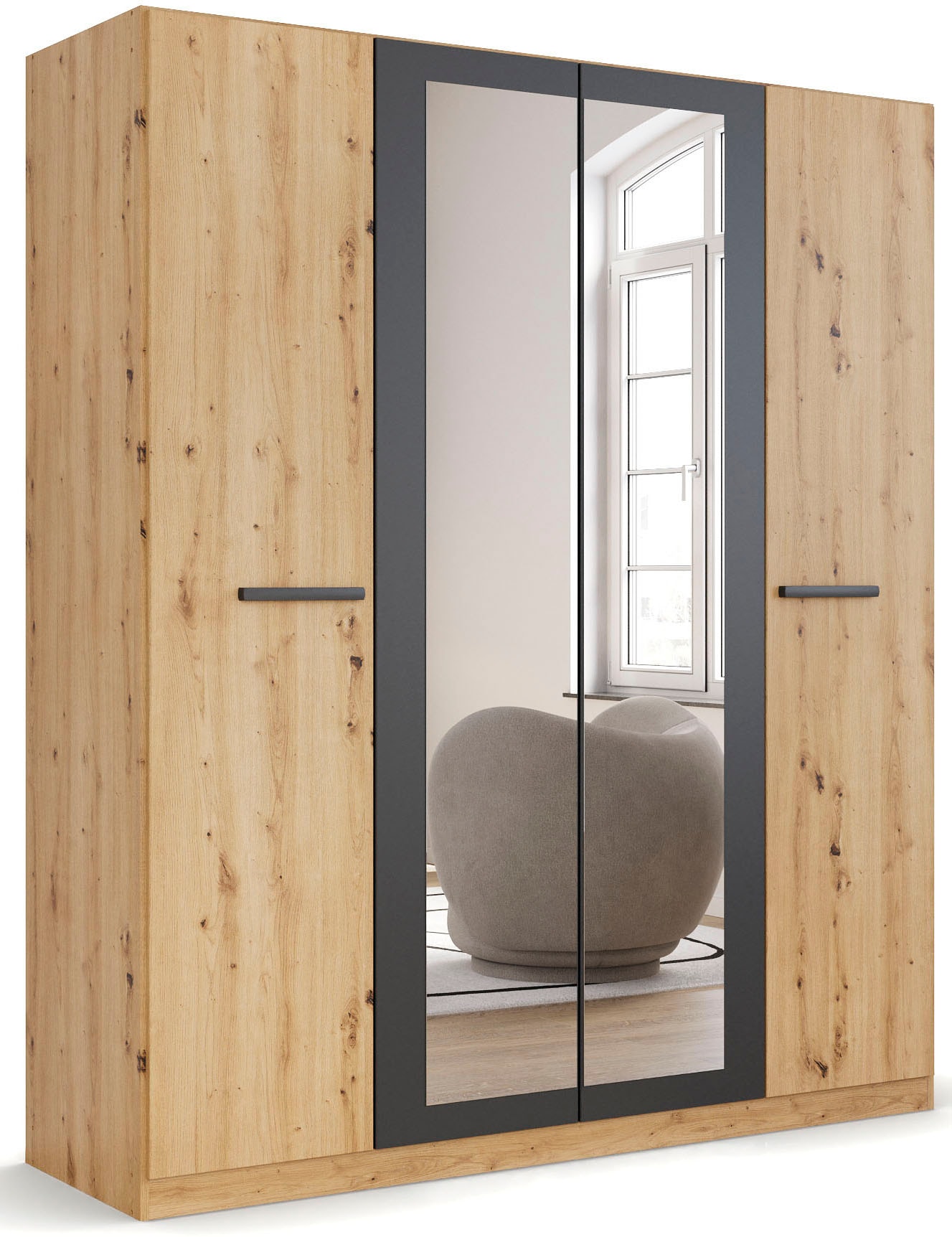 OTTO home Kleiderschrank "Mehrzweckschrank Aktenschrank Möbel Mietswohnung Schlafzimmer MODI" erhältlich in Breiten 91/136/181/226/271 cm, Höhe 210 cm, in angesagten Farbkombinationen, optional mit Spiegel MADE IN GERMANY