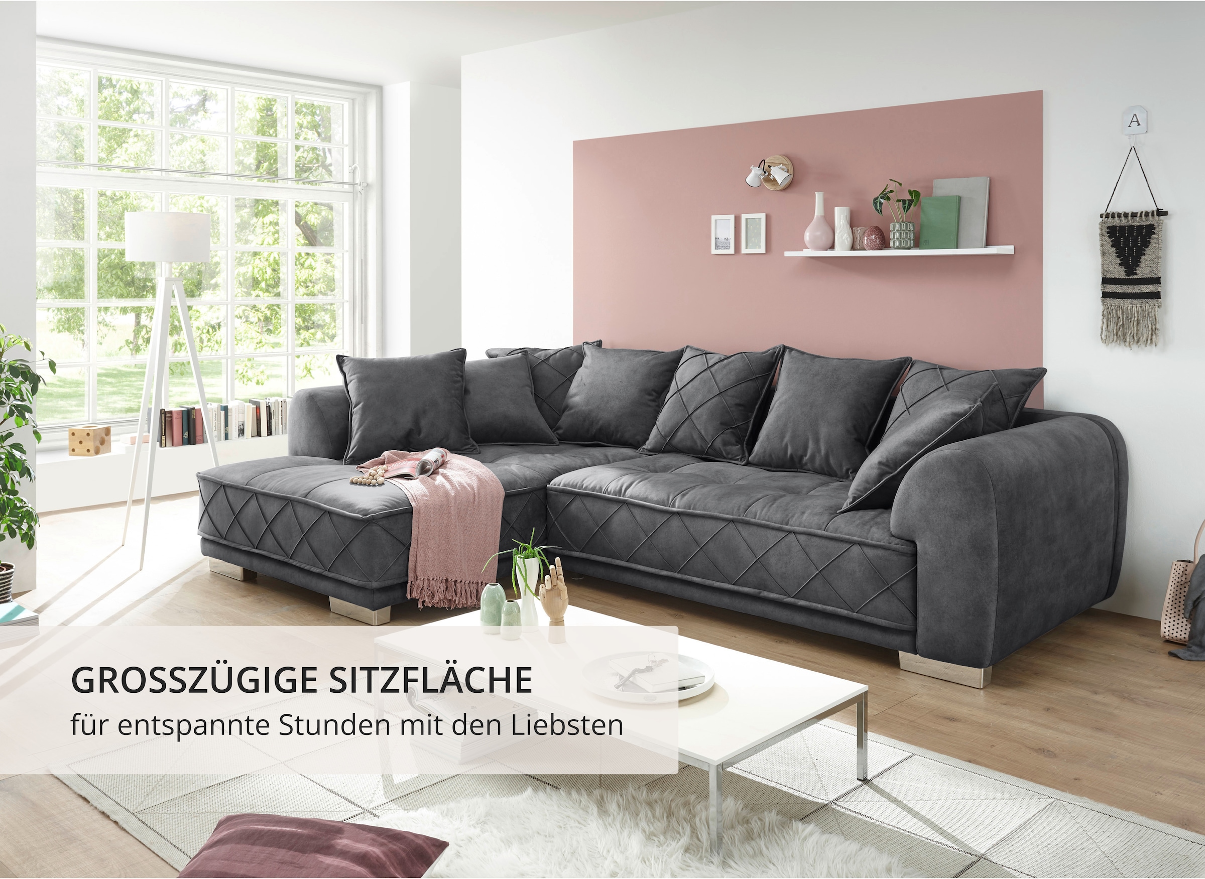 ED EXCITING DESIGN Ecksofa »Sentina L-Form« mit Rückenkissen
