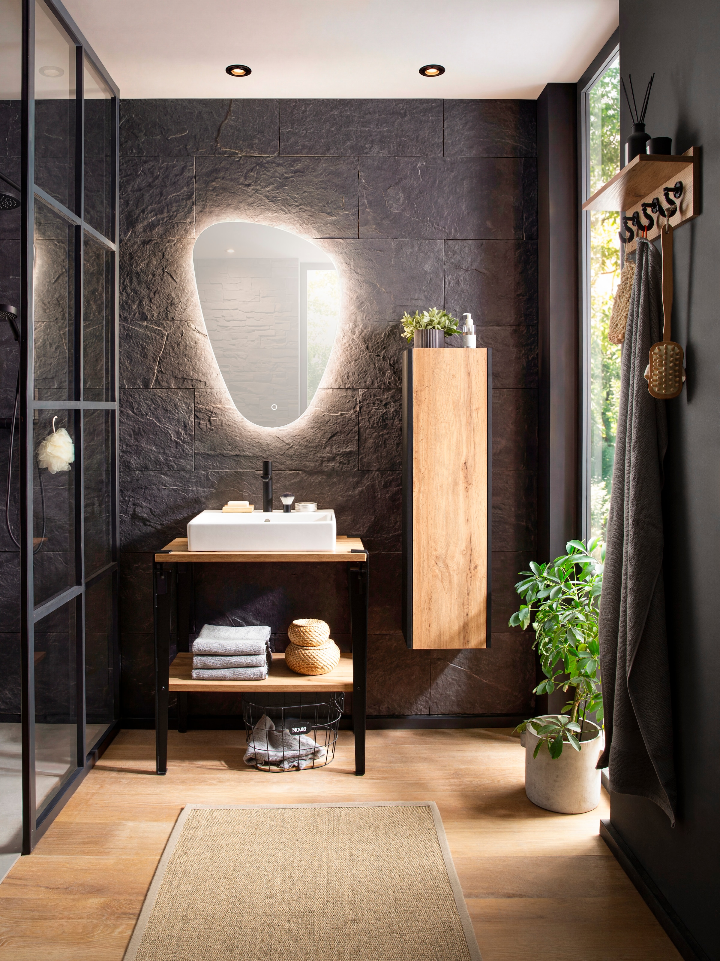 welltime LED-Lichtspiegel »Lorna, Breite 55 cm« organische Form