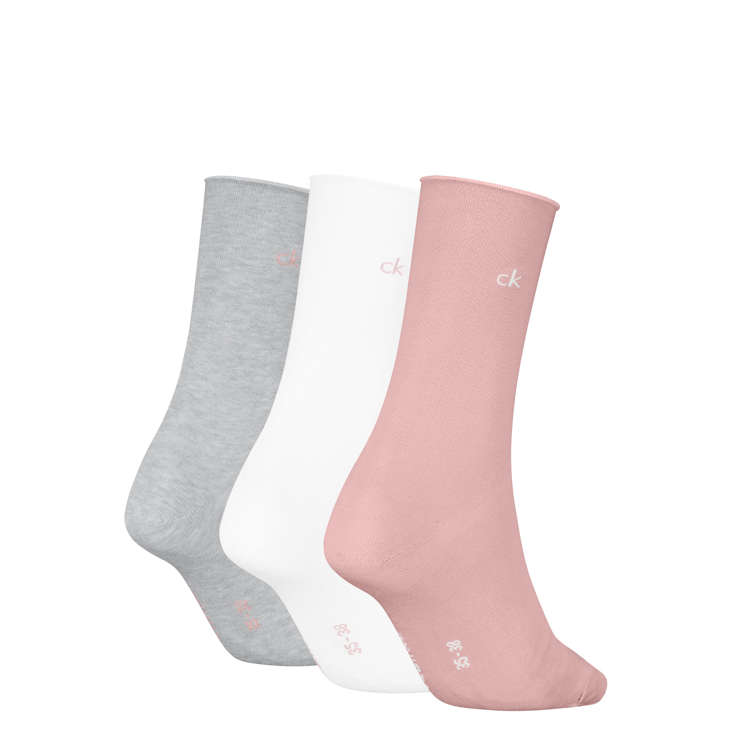 Calvin Klein Socken "CK WOMEN SOCK ROLLTOP" 3 Paar, mit kleinem Rollbund, C günstig online kaufen