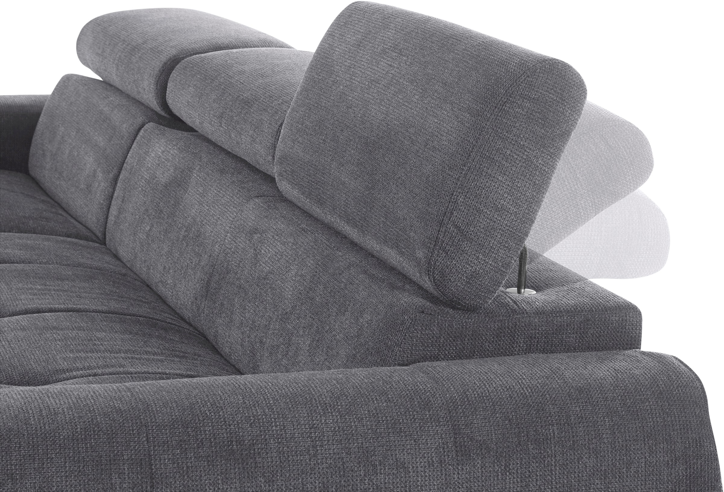 COTTA Ecksofa »Mia L-Form mit 3 Zierkissen«, wahlweise mit Bettfunktion, Bettkasten, Beleuchtung & Wireless-Charger