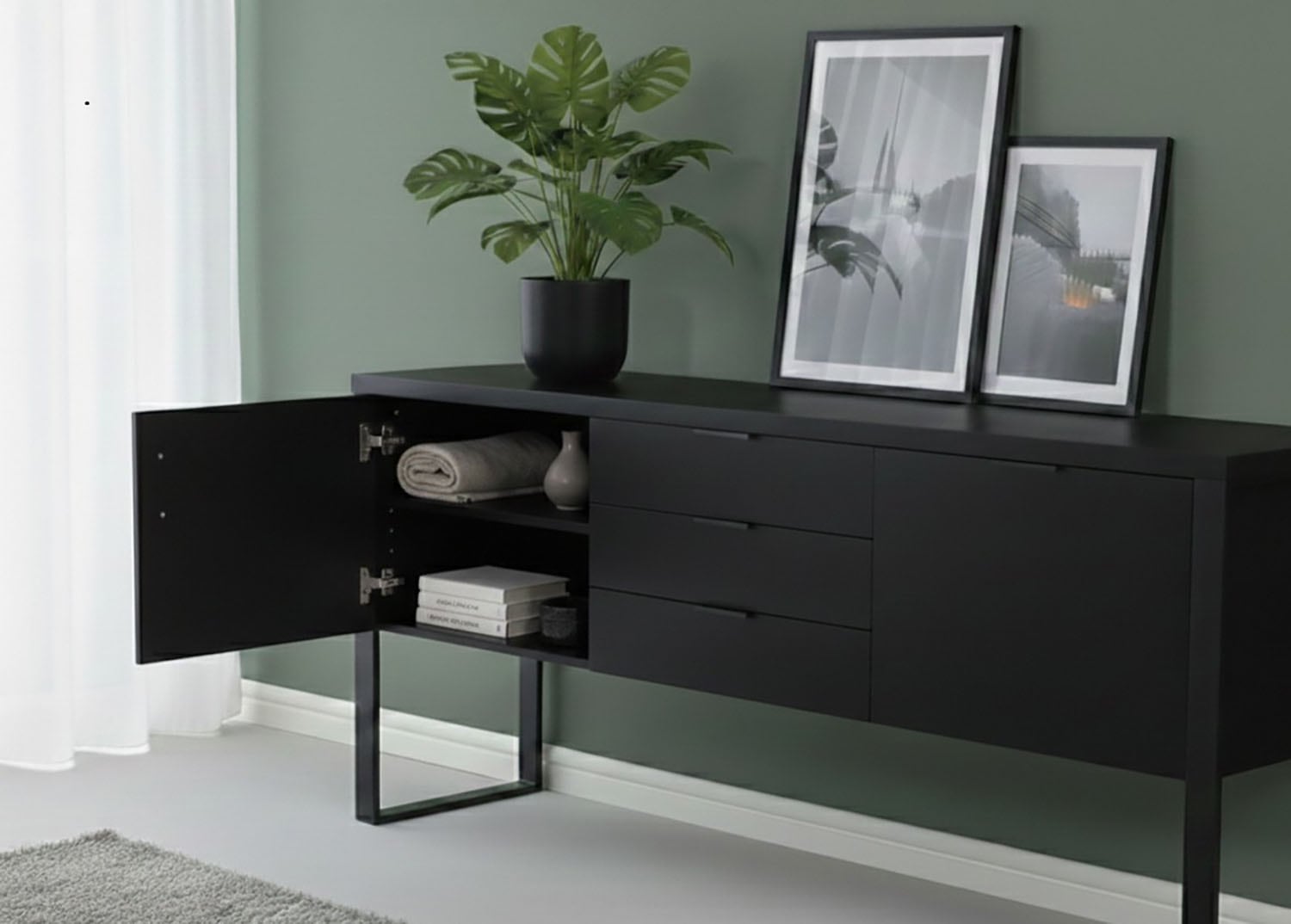 Jahnke Sideboard »LOOP SB 180« Sideboard,2 Türen + 3 Schubladen, Metallrahmen, Breite 180 cm