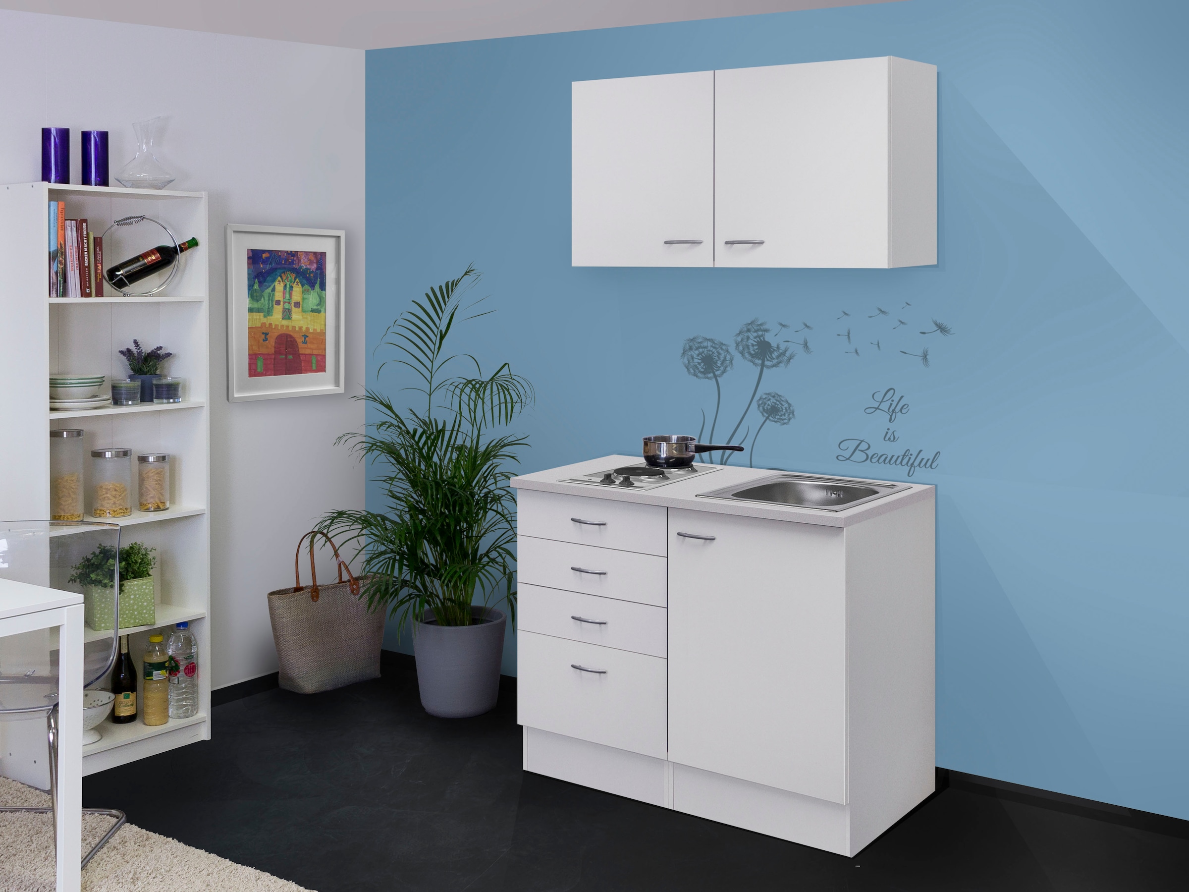 Flex-Well Pantryküche »Wito«, Gesamtbreite 100 cm, mit Kochfeld und Spüle
