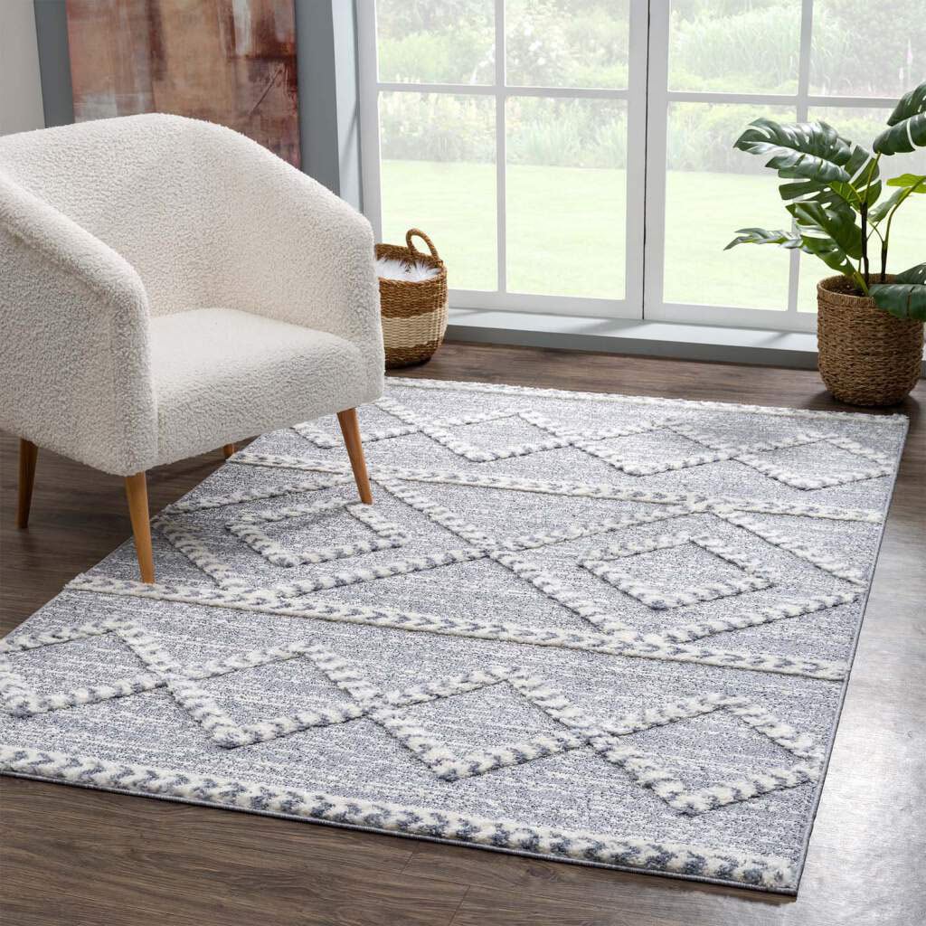 Carpet City Hochflor-Teppich »Focus 3022«, rechteckig, Boho-Teppich,  besonders weich, Rauten Design, 3D-Effekt | BAUR