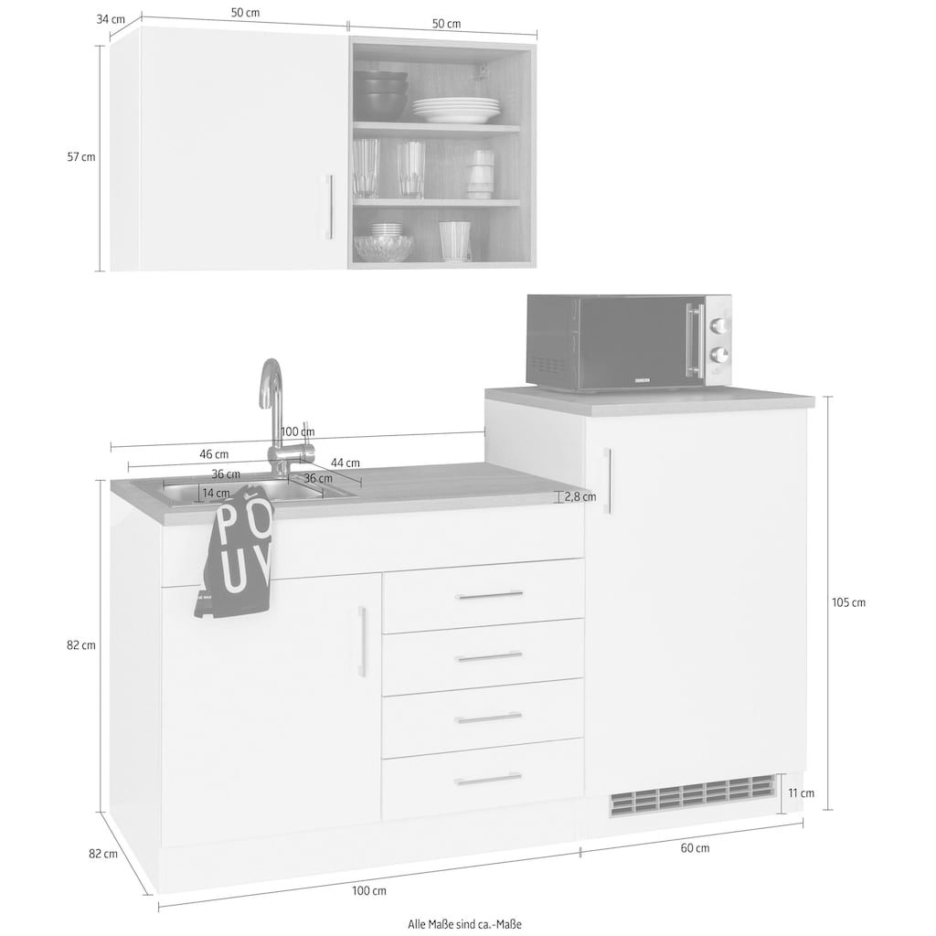 HELD MÖBEL Küche »Mali«, Breite 160 cm, mit E-Geräten