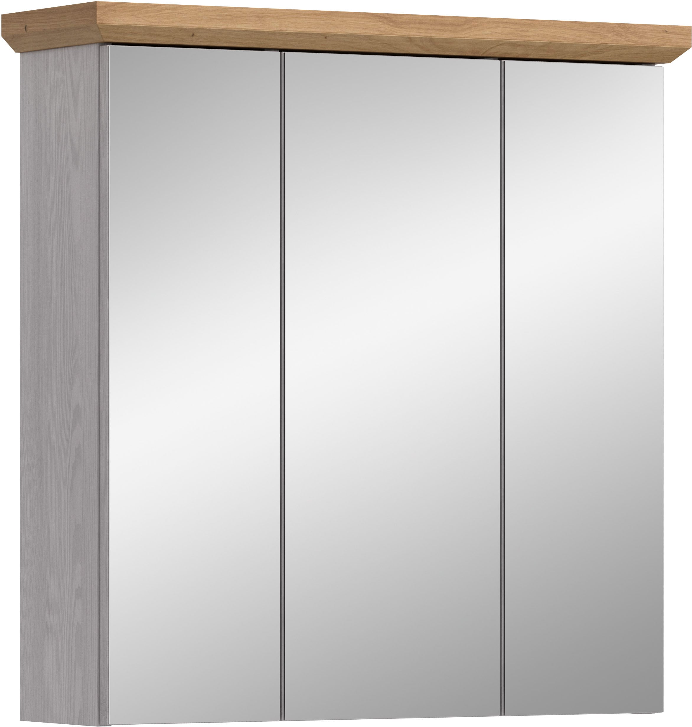 welltime Spiegelschrank "COSENZA, Breite 69cm, 3 Spiegeltüren, 6 Einlegeböden, 9 Fächer" in Landhausoptik, mit weiteren Artikel der Serie kombinierbar, 1 Stk. tlg. Spiegelschrank, Spiegel, Bad, Badezimmer