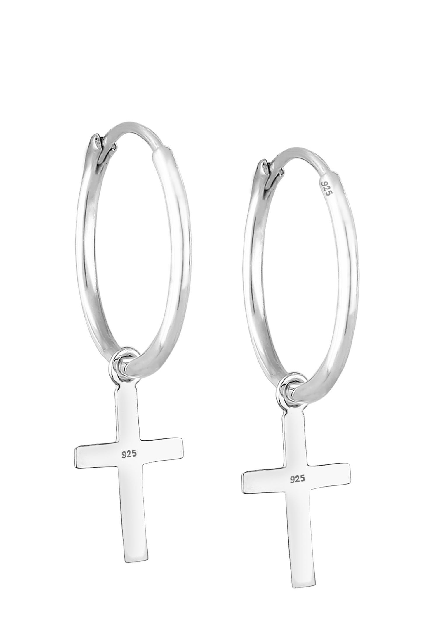 Elli Paar Creolen »Creolen Hänger Kreuz Religion 925 Silber«