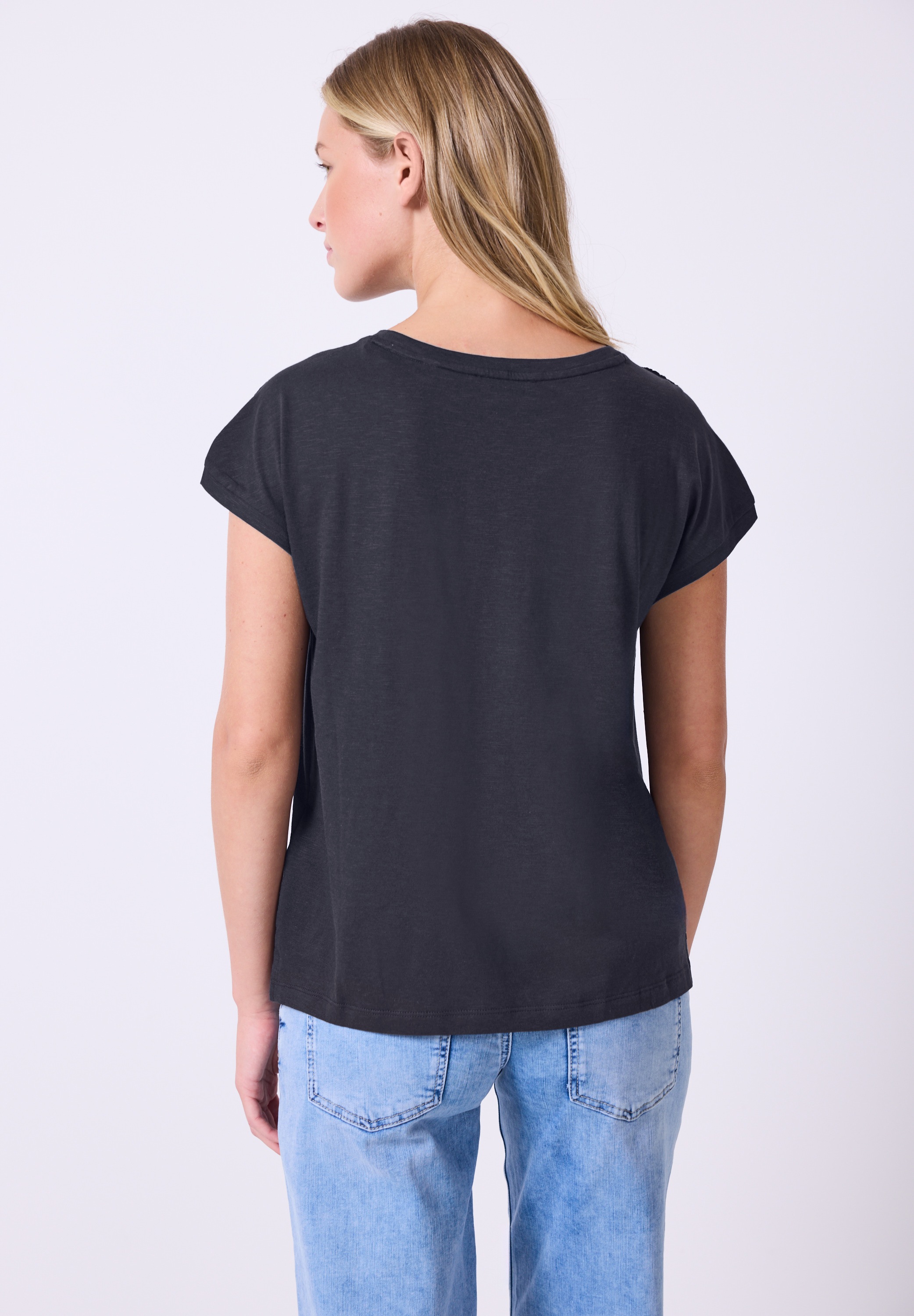 STREET ONE STUDIO T-Shirt, aus elastischem Materialmix günstig online kaufen