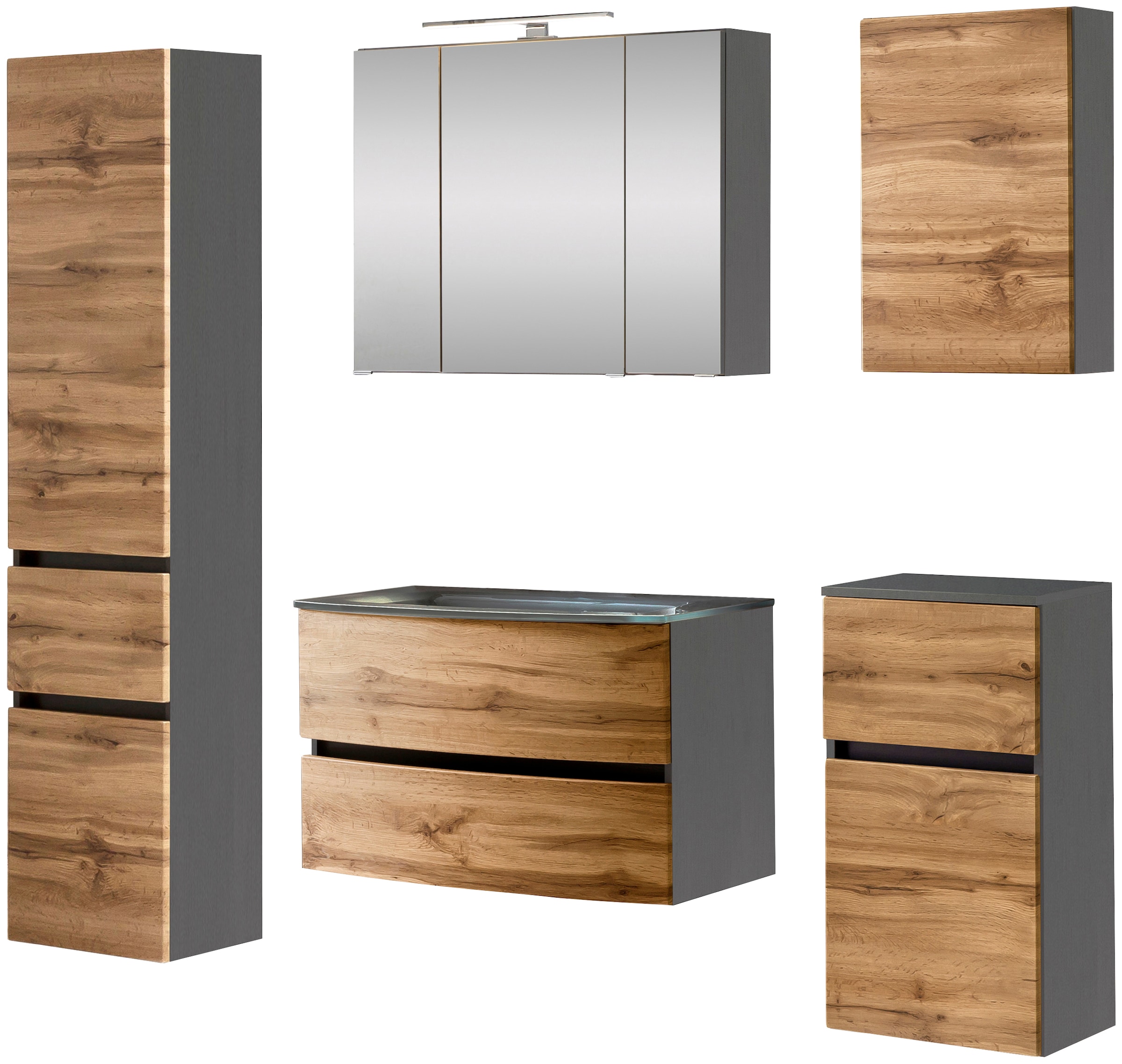 welltime Badezimmer-Set "Kaunas" Set, 5 Stk. tlg. bestehend aus Waschtisch- günstig online kaufen
