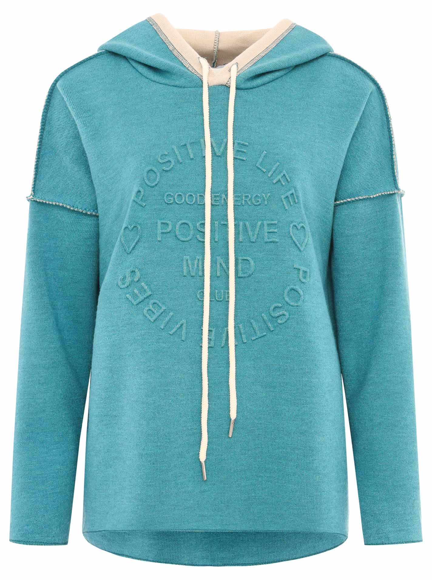 Zwillingsherz Hoodie ""Positive Mind"", Kapuze, 3/4 Arm, tonaler Schriftzug günstig online kaufen