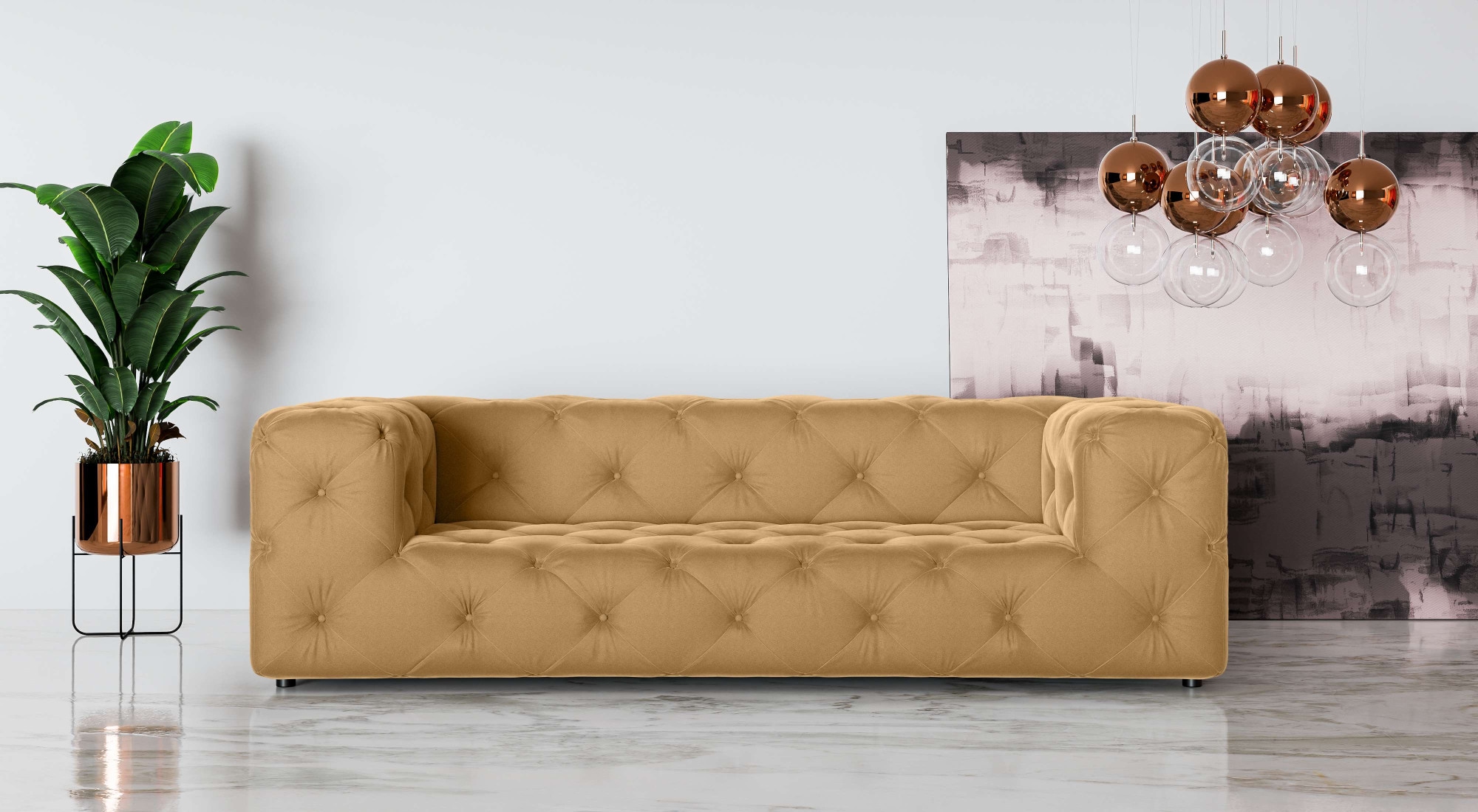 Places of Style 3-Sitzer »FOLLINA«, 3-Sitzer Sofa mit klassischer Chesterfield-Knopfheftung