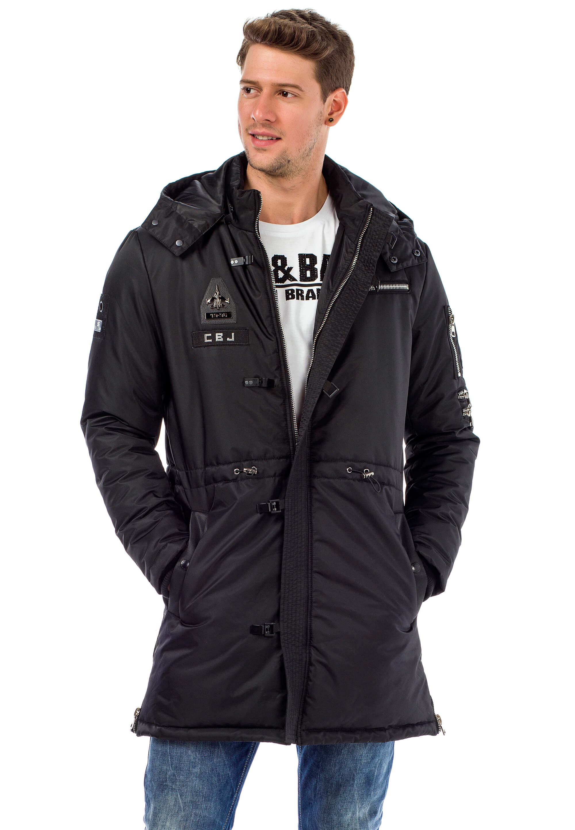 Cipo & Baxx Winterjacke, mit abnehmbare Kapuze