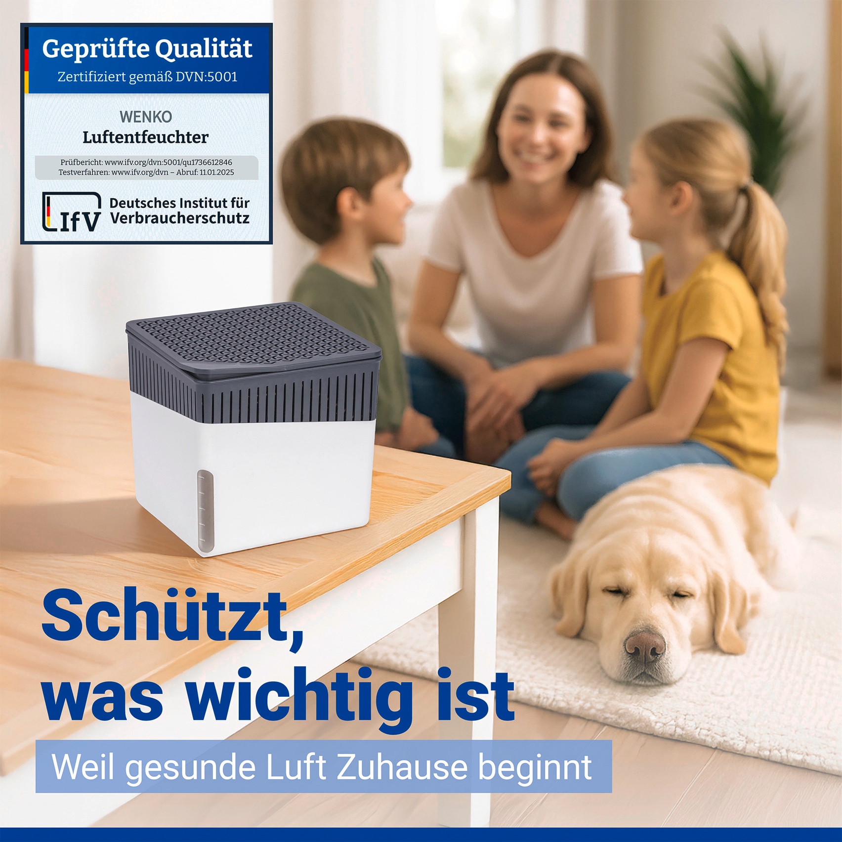 WENKO Luftentfeuchter »Modell Cube« für 40 m³ Räume Tank 0,8 l mit 2 x 500 g Entfeuchter-Blöcken, für Räume bis 40 m³