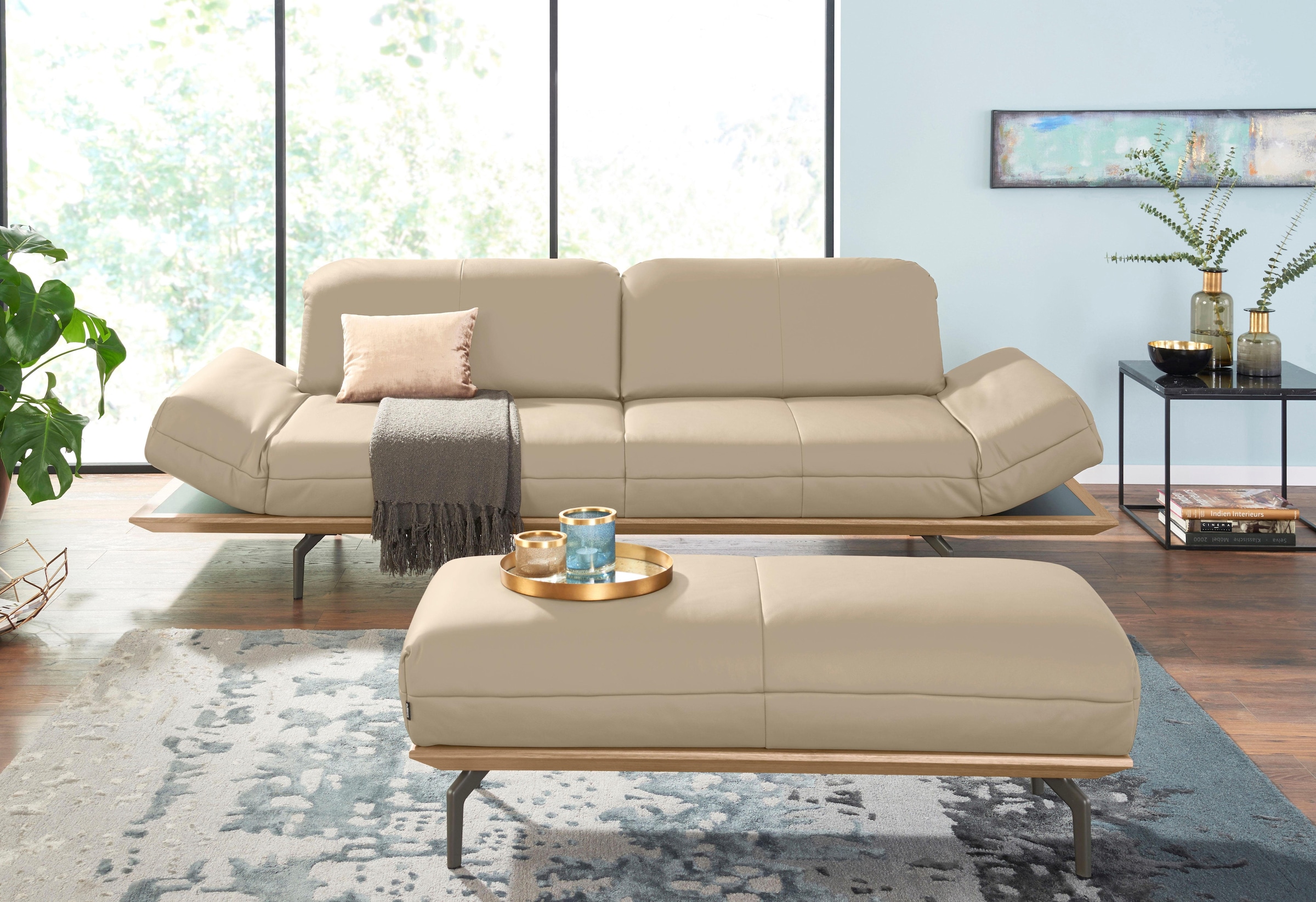 Creation BY ROLF BENZ 3-Sitzer »CR.420, Designsofa, Loungesofa«, in 2 Qualitäten, Holzrahmen in Eiche Natur oder Nußbaum, Breite 232 cm