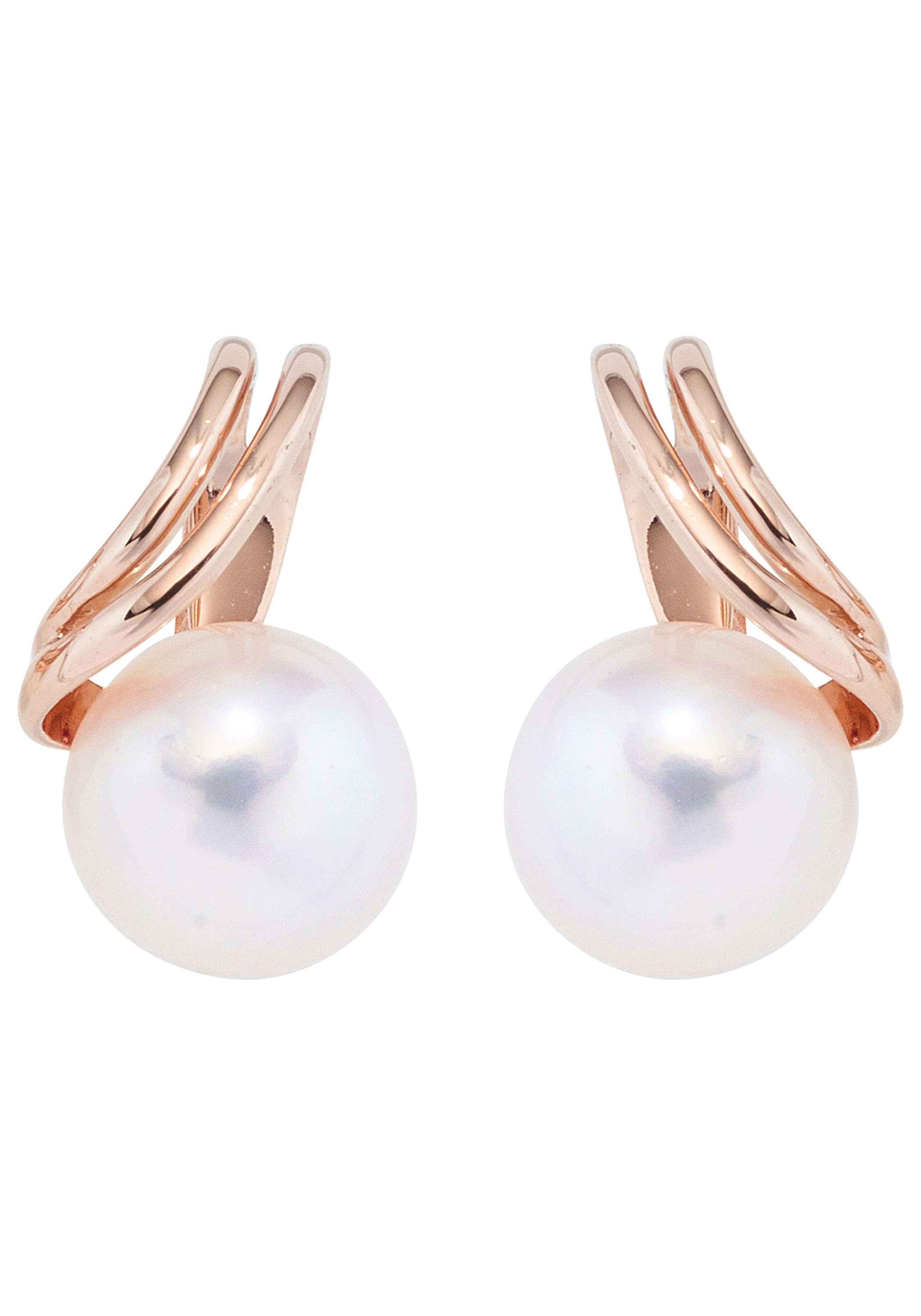JOBO Perlenohrringe 585 Roségold mit Süßwasser-Zuchtperlen