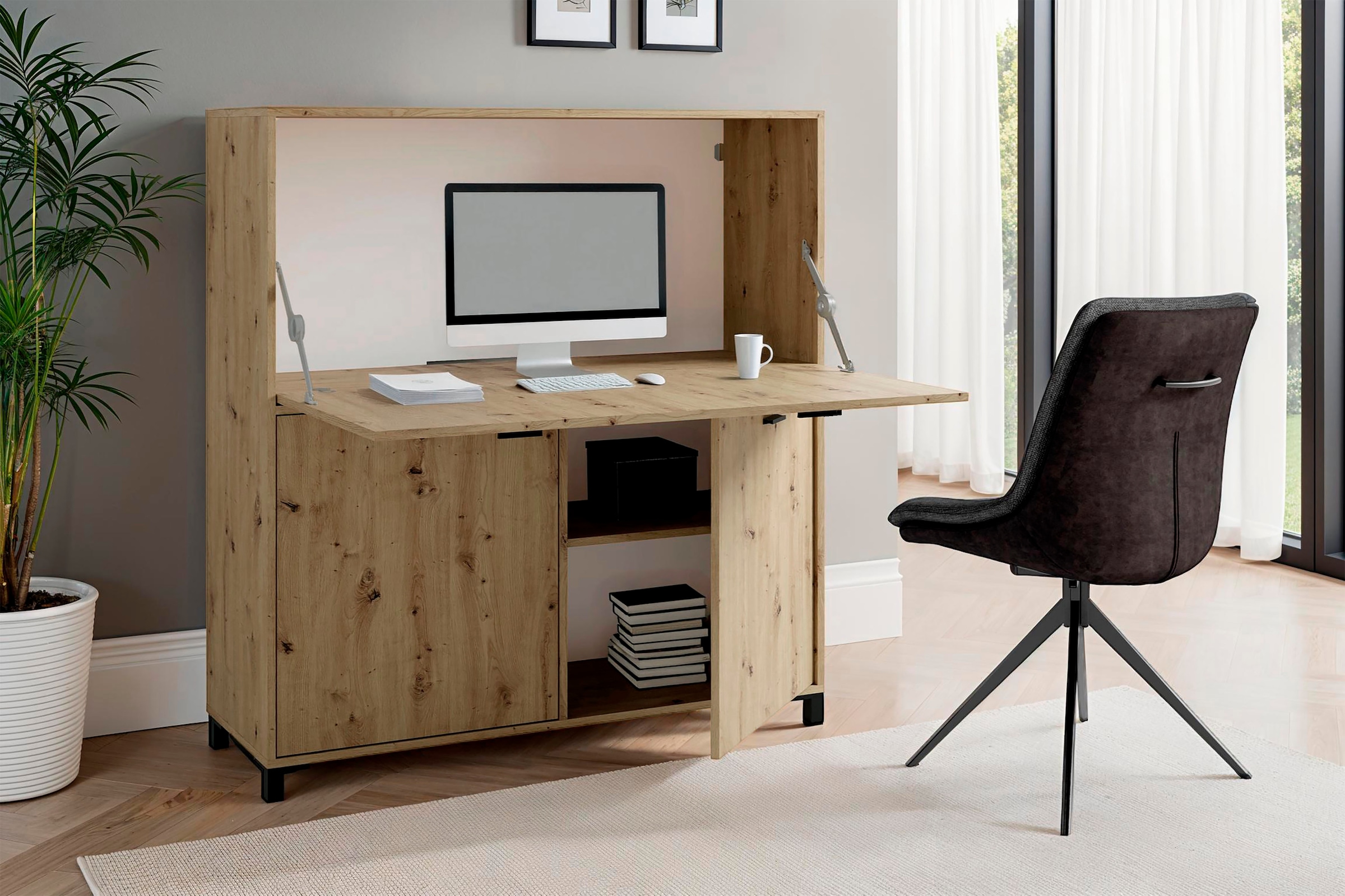 byLIVING Sekretär »Montana«, platzsparende Arbeitslösung mit viel Stauraum, Breite 120 cm