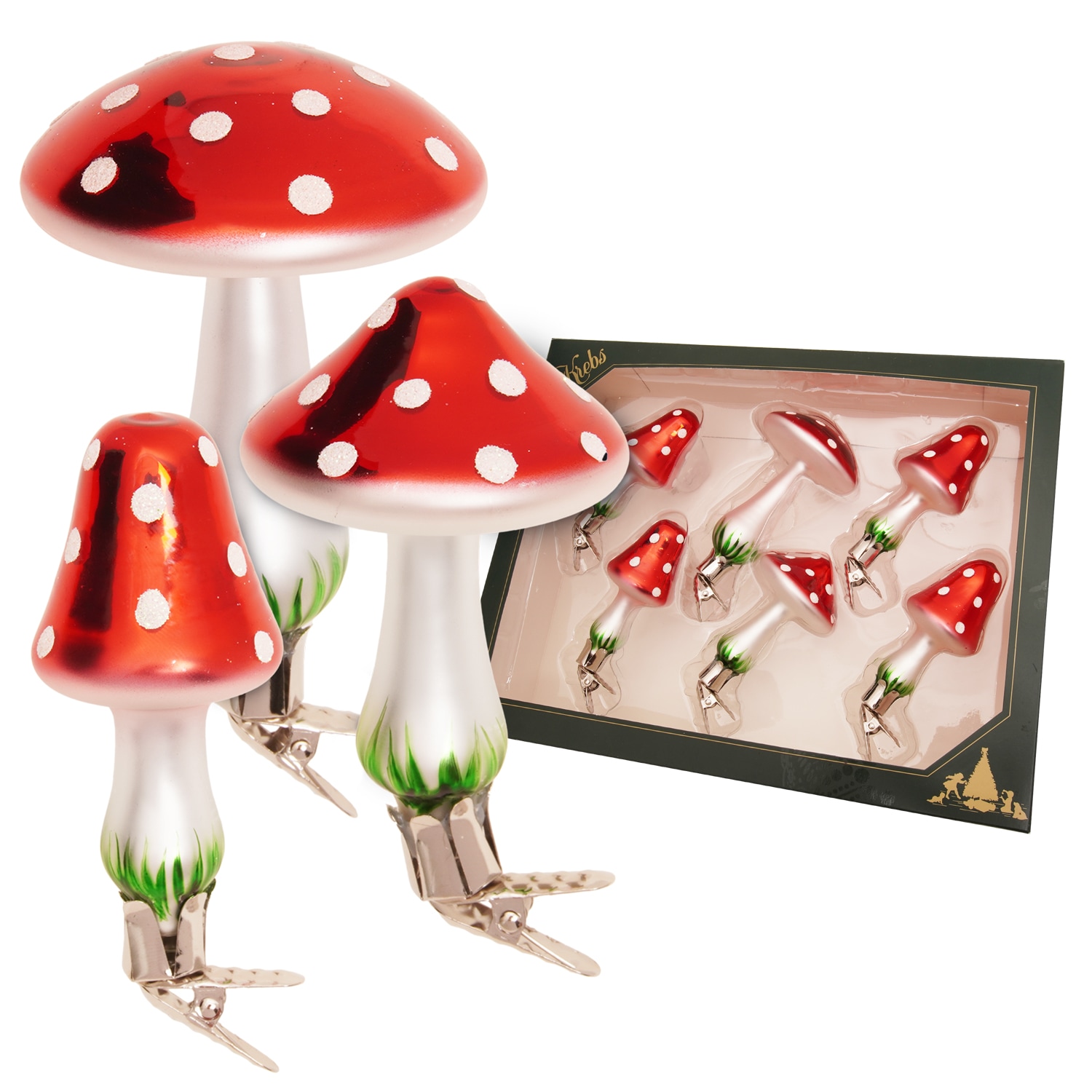Krebs Glas Lauscha Christbaumschmuck »Waldpilze Morlin« Glas, 6 Stück