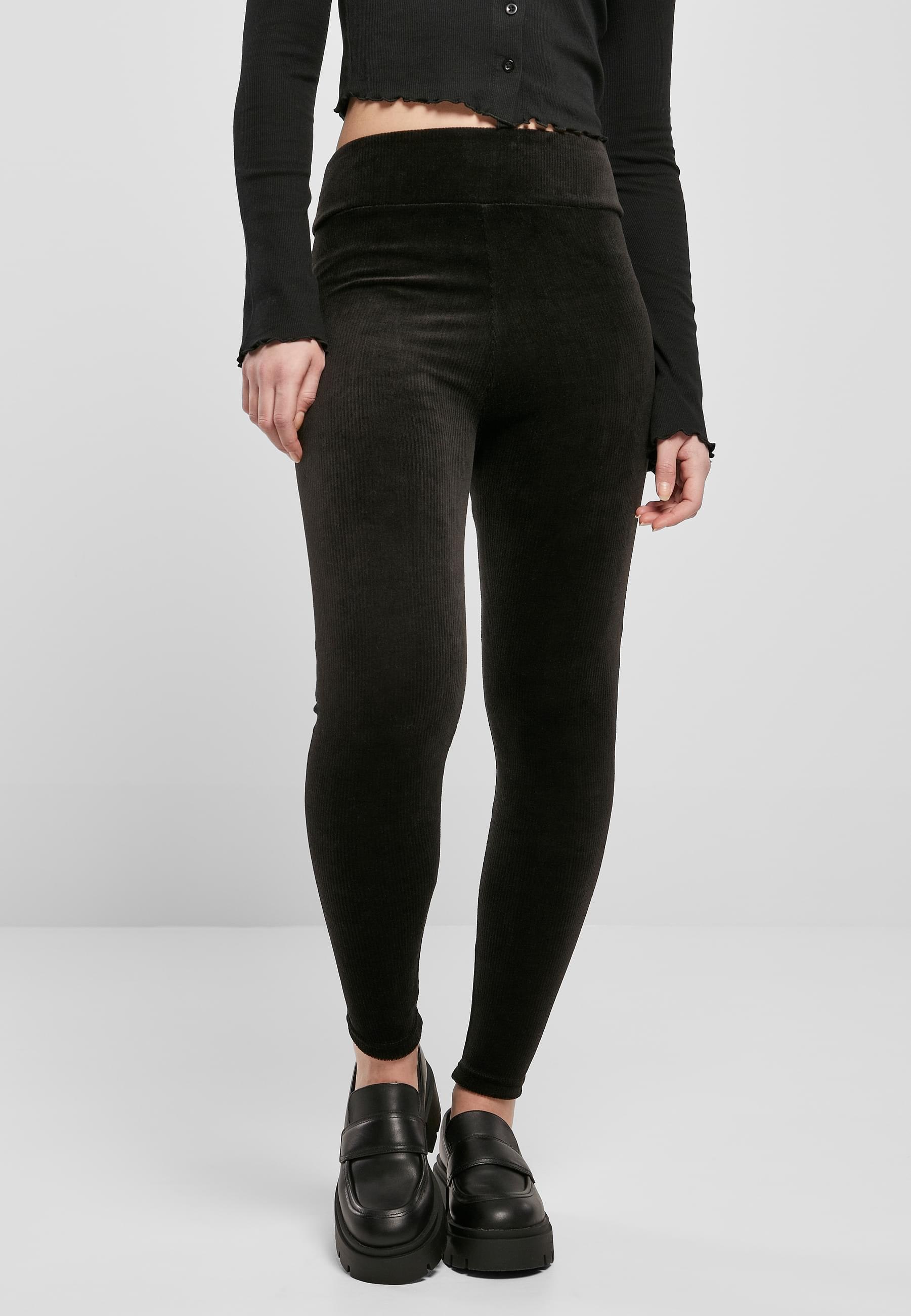 URBAN CLASSICS Leggings »Urban Classics Damen Ladies High Waist Rib Velvet Leggings«, (1 tlg.)