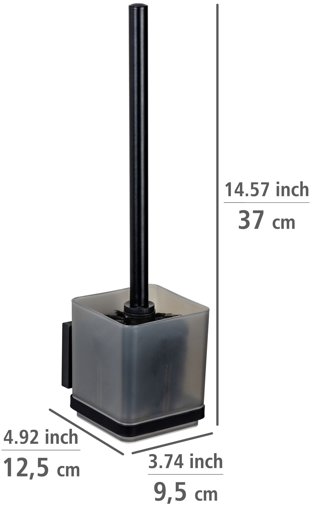 WENKO WC-Garnitur »Vacuum-Loc® Quadro« aus Edelstahl | Kunststoff WC-Bürstenhalter & Toilettenpapierhalter, Wandmontage ohne Bohren