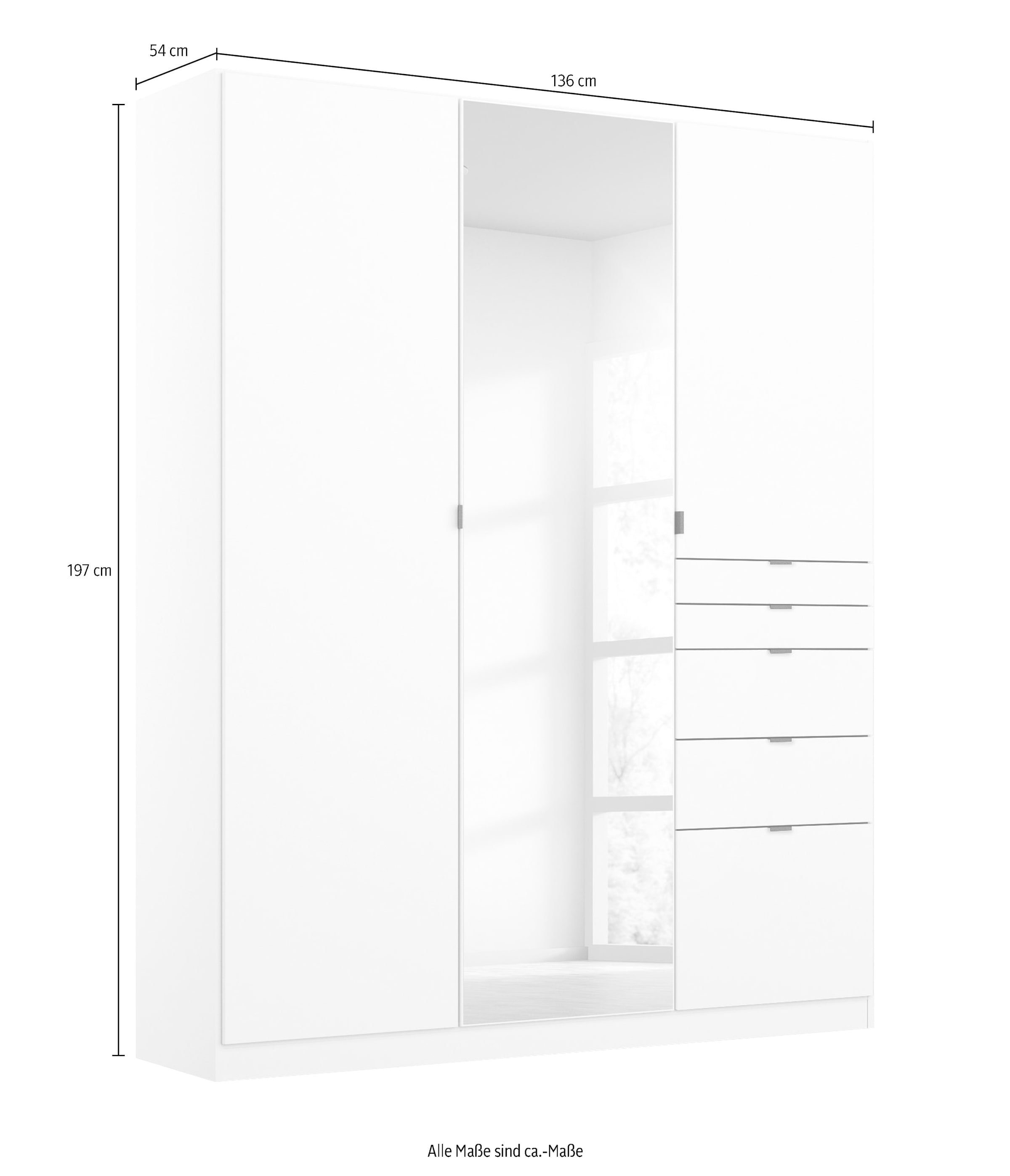 rauch Drehtürenschrank »Kleiderschrank Schrank Garderobe Wäscheschrank Ankleide ONTARIO« Breiten 136/181 cm,  mit 5 Schubladen in unterschiedlichen Größen MADE IN GERMANY