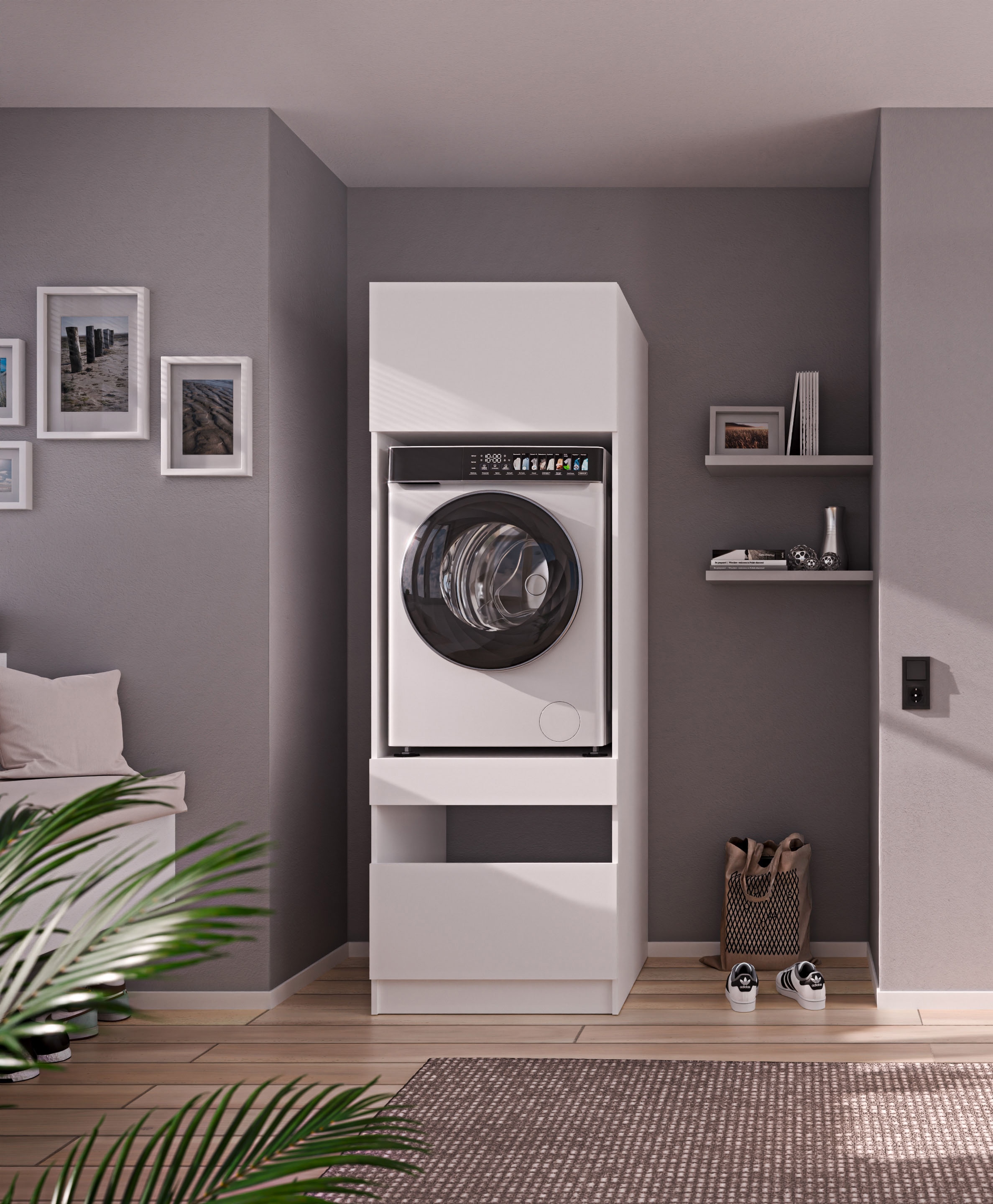 BASIC by Balculina Waschmaschinenumbauschrank »Washhome B/T/H 68x200x68 cm« 1 Stk. tlg. Breite 68cm, ausziebarer Tablerboden