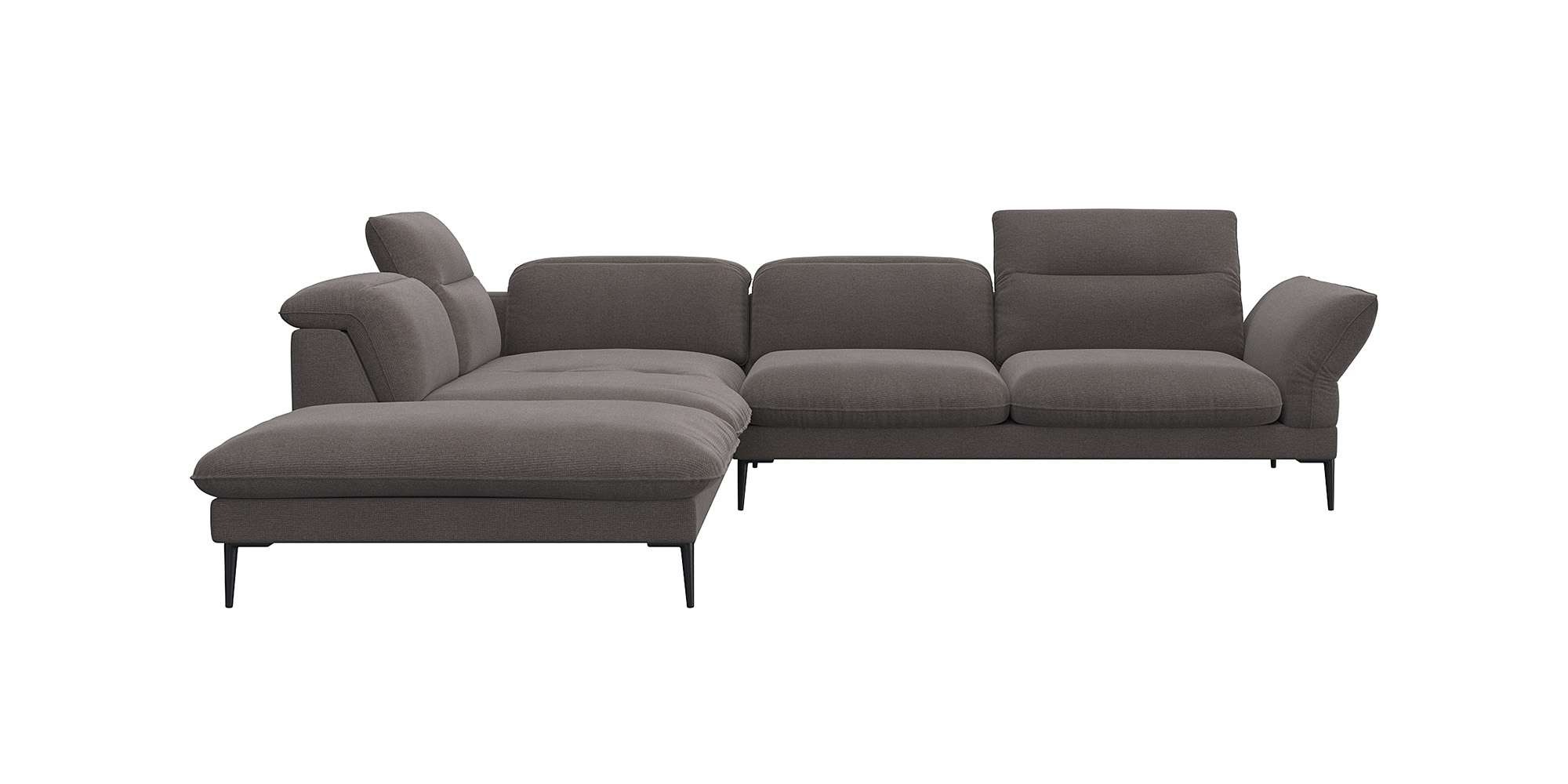 FLEXLUX Ecksofa »Salino, Funktionssofa mit Ottomane, Relaxsofa, Ecksofa«, Sofa mit Arm- und Kopfteil-Verstellungen, Kaltschaum & Stahl-Wellen