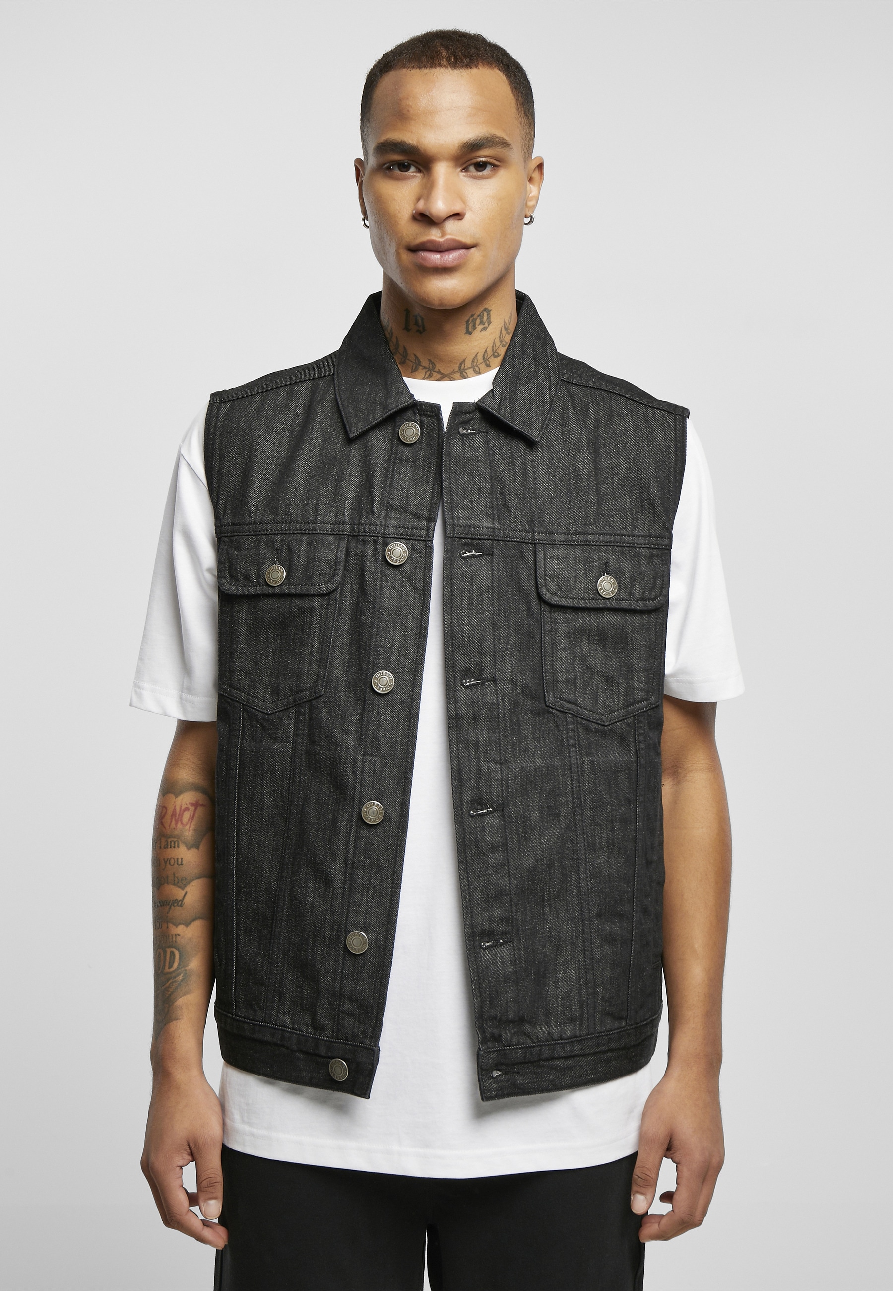 URBAN CLASSICS Jeansjacke »Urban Classics Herren Denim Vest« 1 Stk. tlg. ohne Kapuze