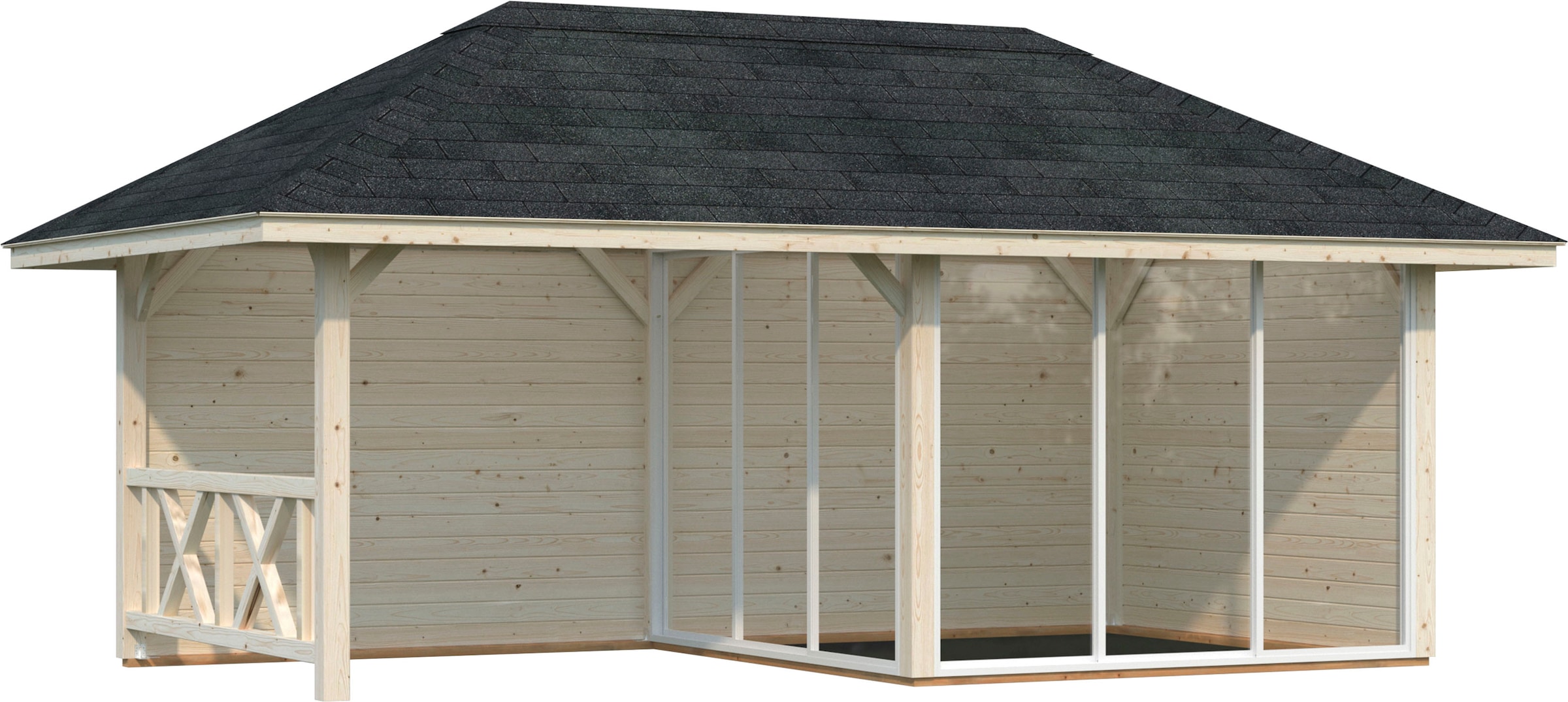 Holzpavillon »Bianca 16,6 m² Set 4«, BxTxH: 588x300x323 cm