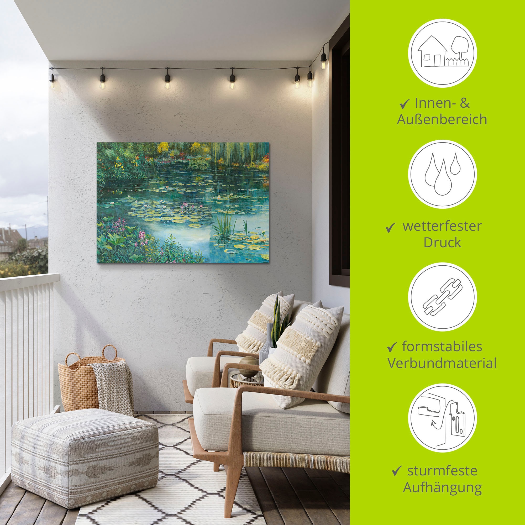 Artland Alu-Dibond-Druck »Teichlandschaft I« Gewässer 1 Stk. tlg. für Innen- und Außenbereich geeignet, Outdoorbild