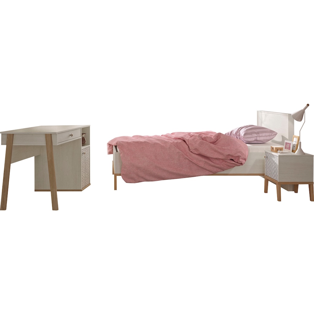 Gami Jugendzimmer-Set »Alika«, (Set, 3 St., Bett, Nachttisch, Schreibtisch)