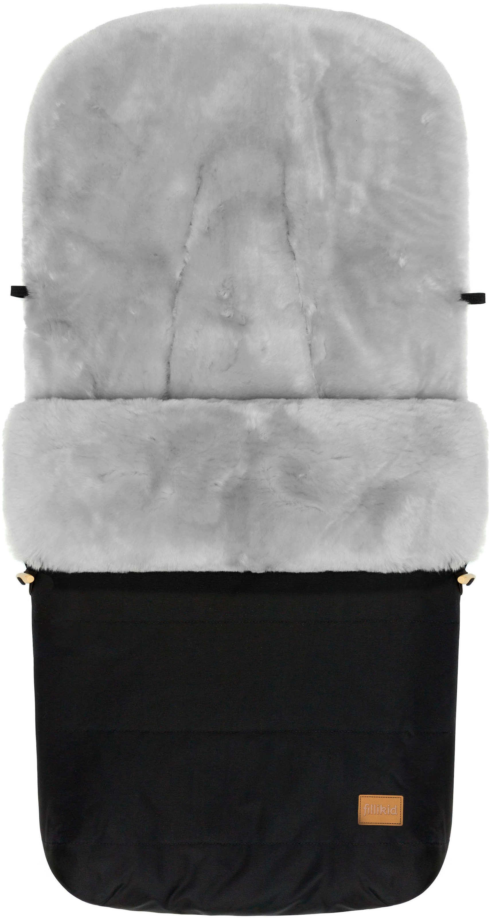 Fillikid Fußsack "Bernina Alpina schwarz, Lammfell grau, Winterfußsack"
